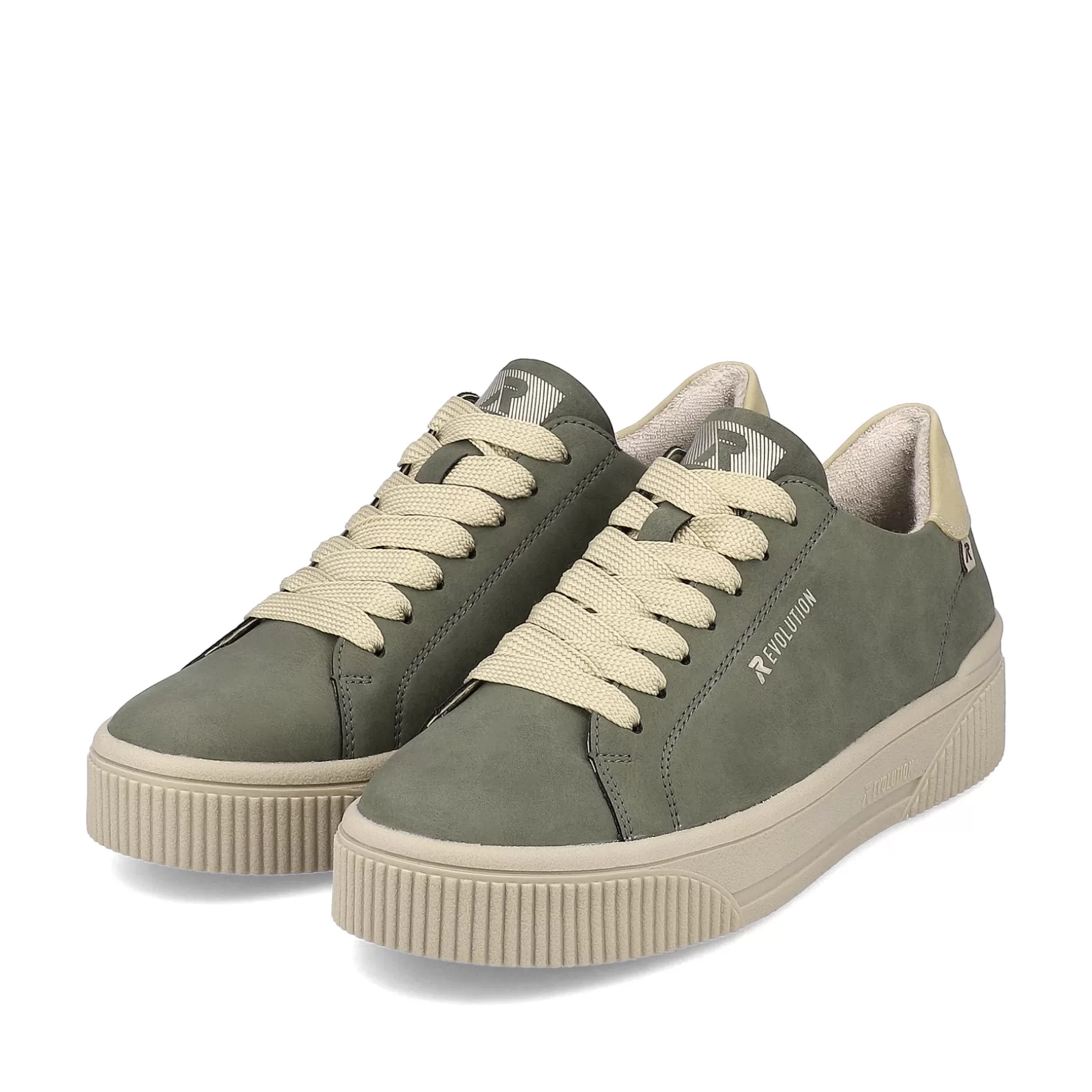 Women'S Sneaker Low Khaki-Green Cream-Beige-Rieker Online