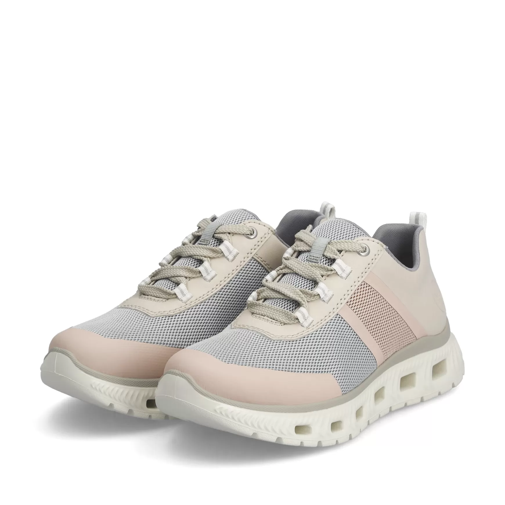 Women'S Sneaker Low Light Beige-Pastel Blue-Pink-Rieker Sale