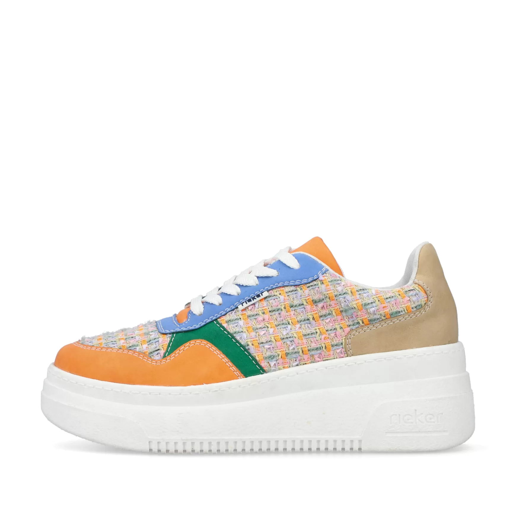 Women'S Sneaker Low Multi-Orange-Emerald Green-Rieker Outlet