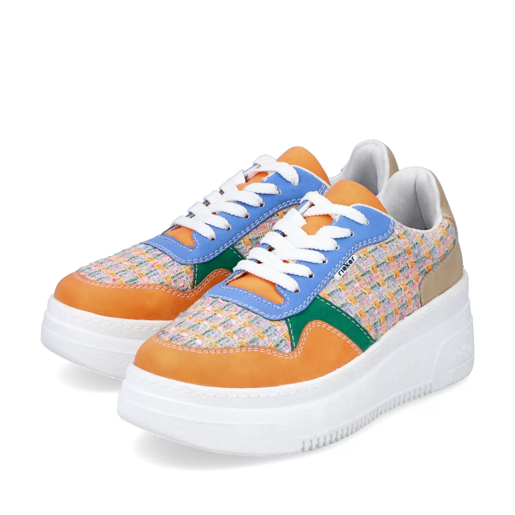 Women'S Sneaker Low Multi-Orange-Emerald Green-Rieker Outlet