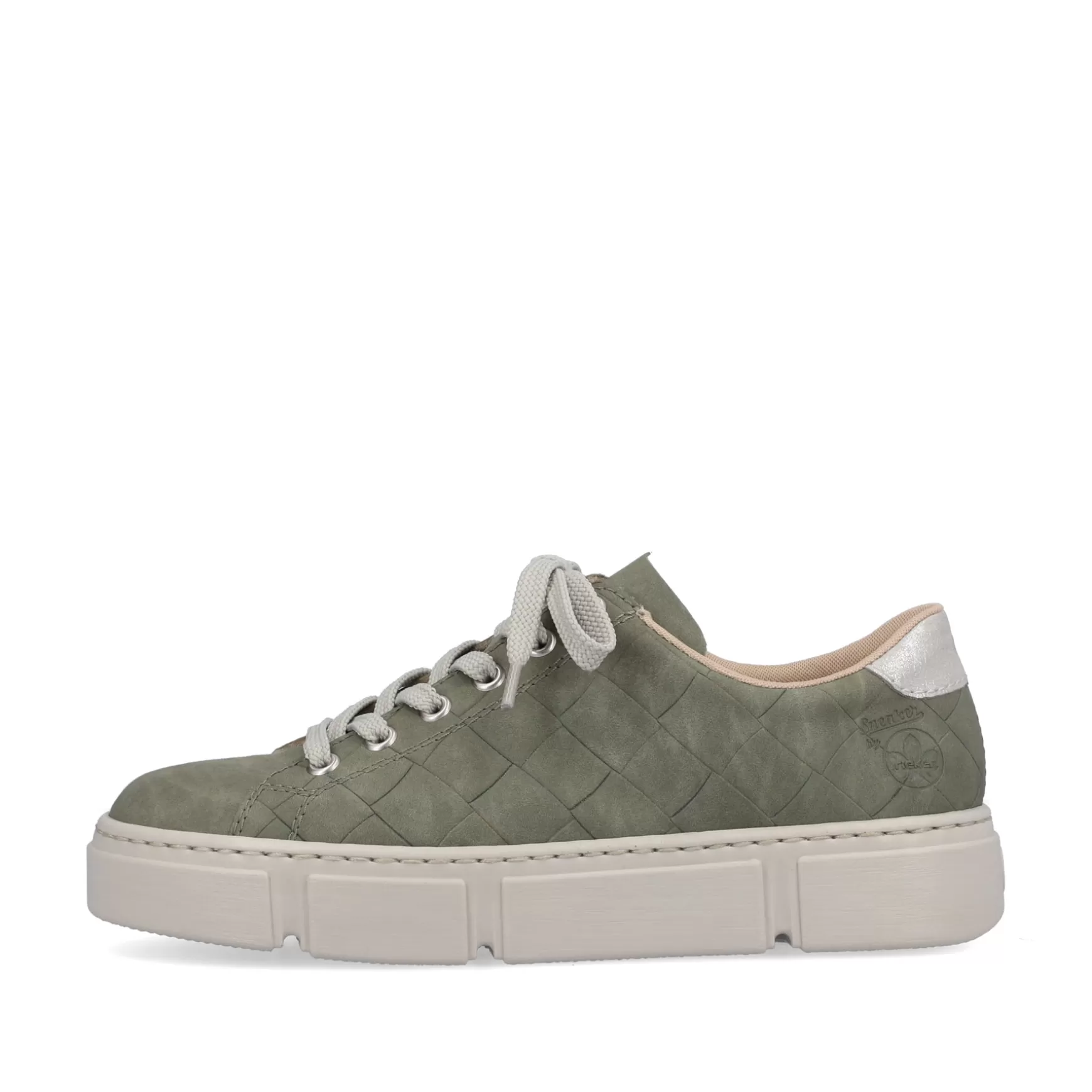 Women'S Sneaker Low Olive Green-Sand Beige-Rieker Best