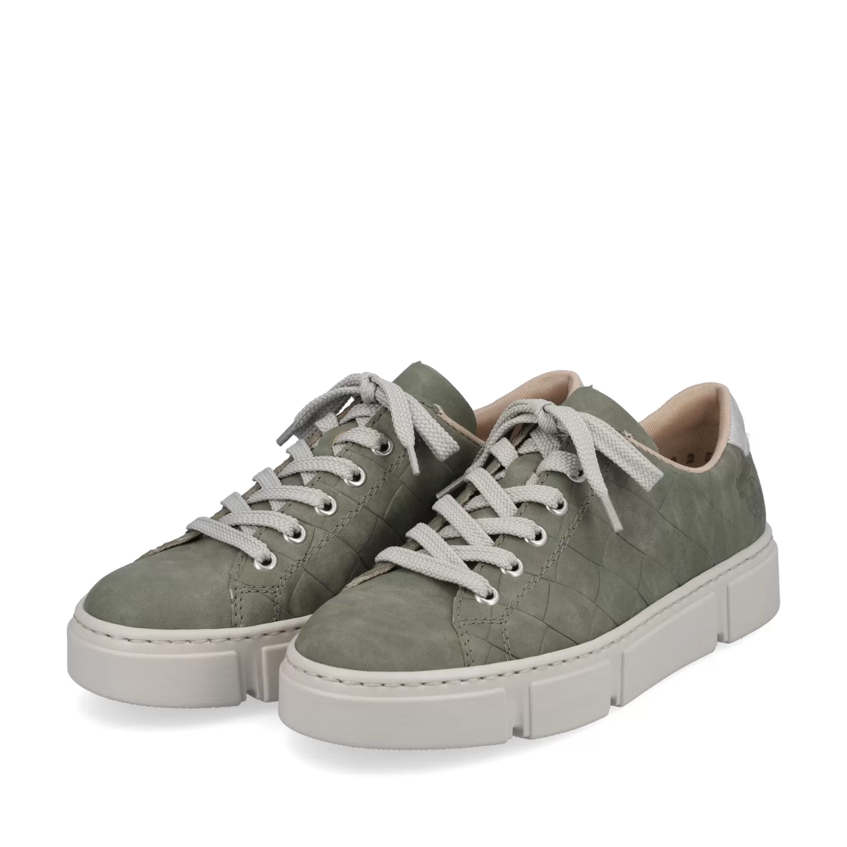 Women'S Sneaker Low Olive Green-Sand Beige-Rieker Best