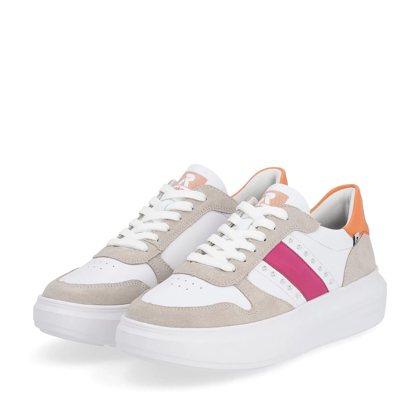 Women'S Sneaker Low Pearl-White Sand-Beige-Rieker Fashion