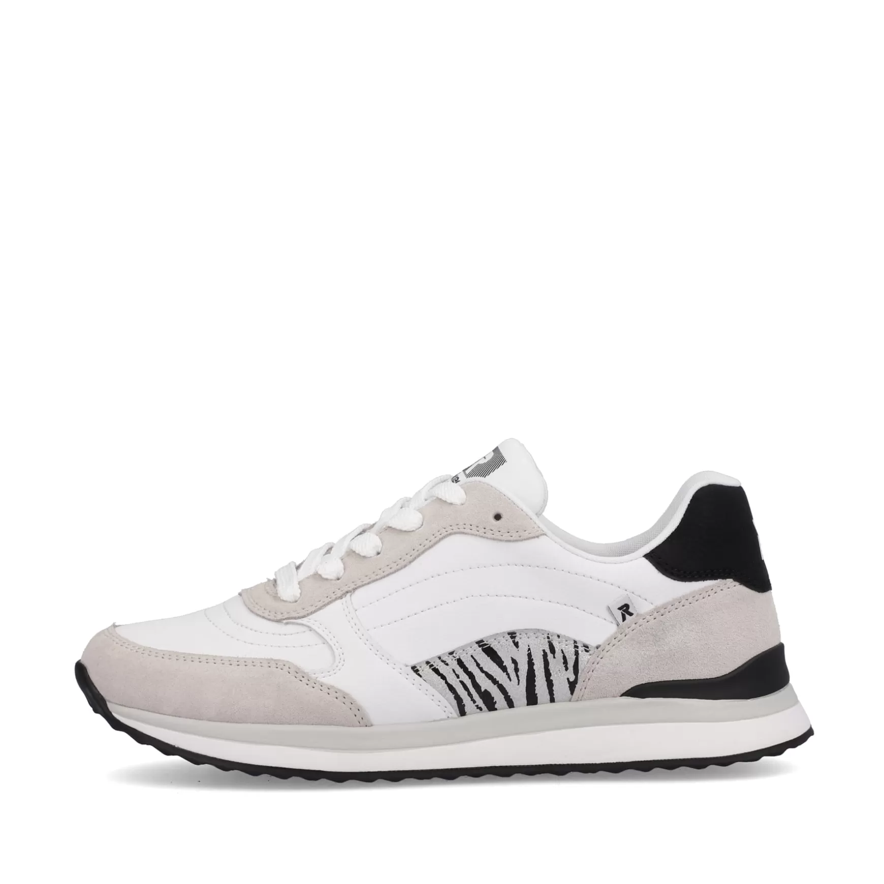 Women'S Sneaker Low Swan-White Arctic-Grey Zebra-Rieker Online