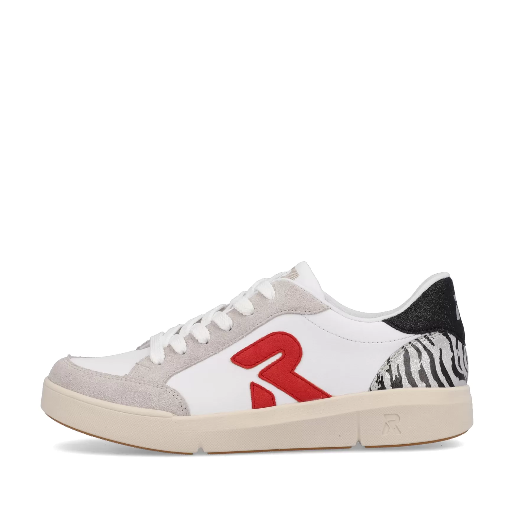 Women'S Sneaker Low Swan-White Arctic-Grey Zebra-Rieker Clearance