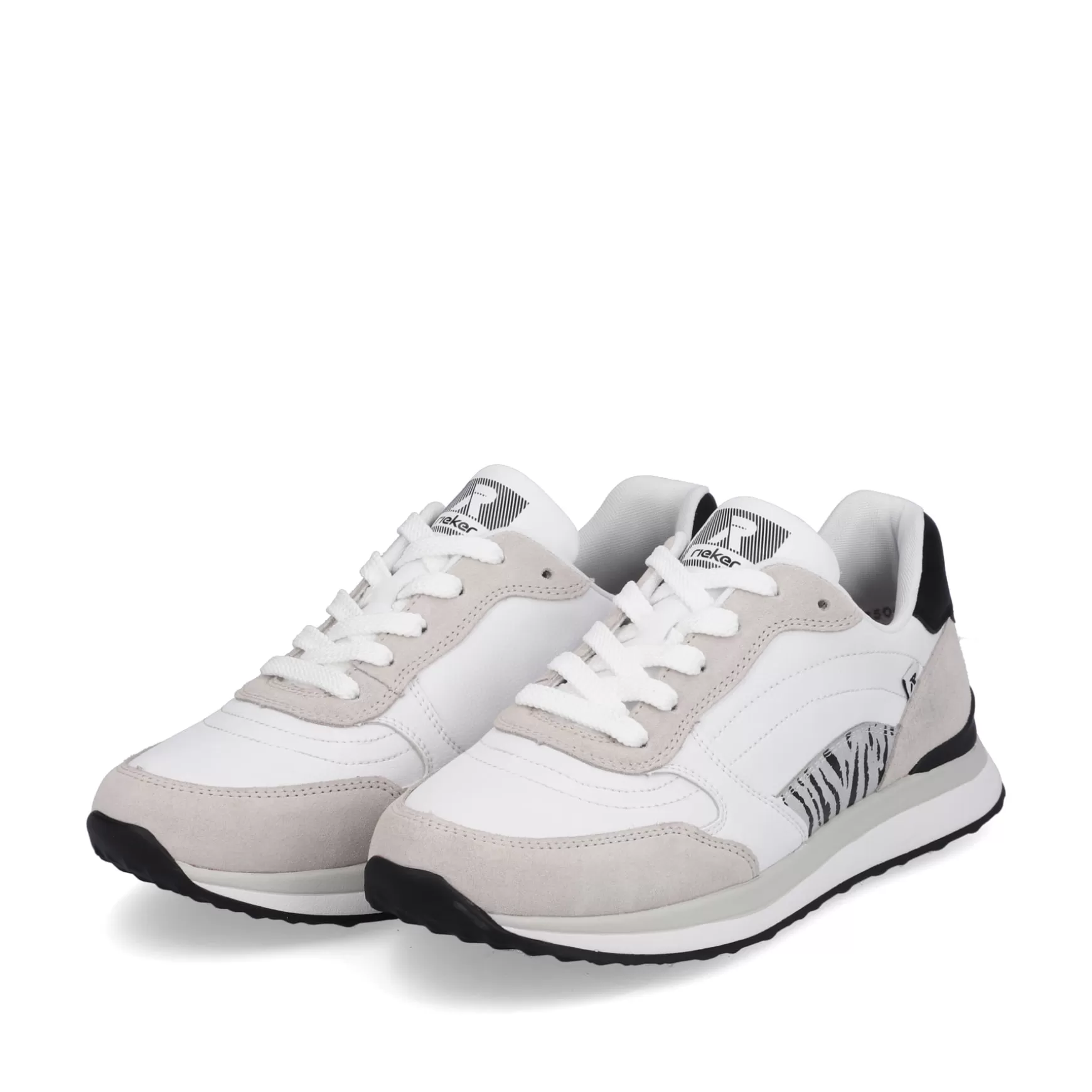 Women'S Sneaker Low Swan-White Arctic-Grey Zebra-Rieker Online