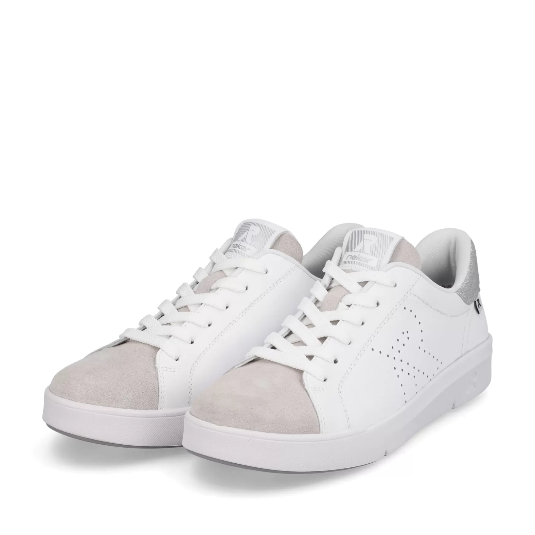 Women'S Sneaker Low Swan-White Beige-Rieker Fashion