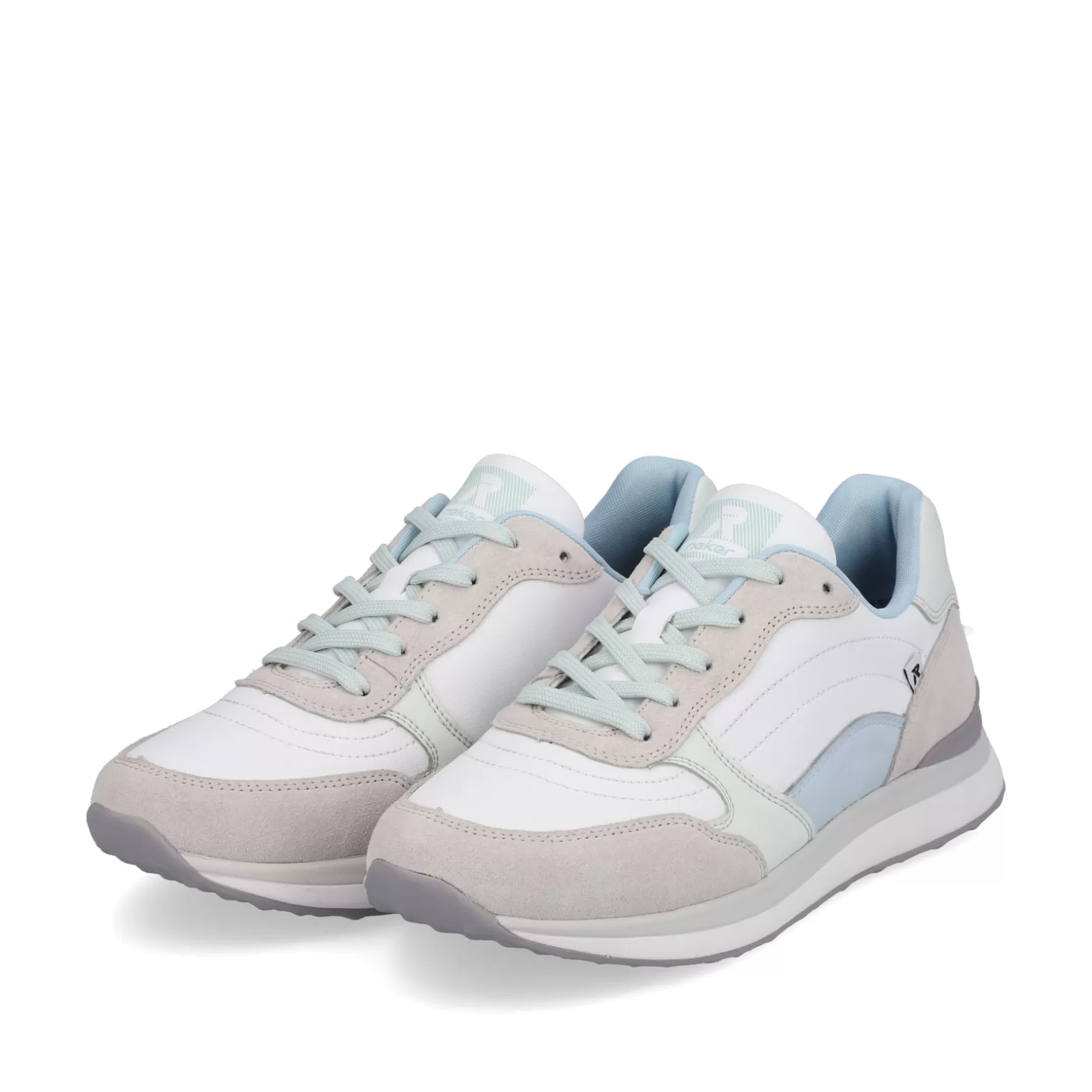 Women'S Sneaker Low Swan-White Clay-Beige Ice-Blue-Rieker Flash Sale