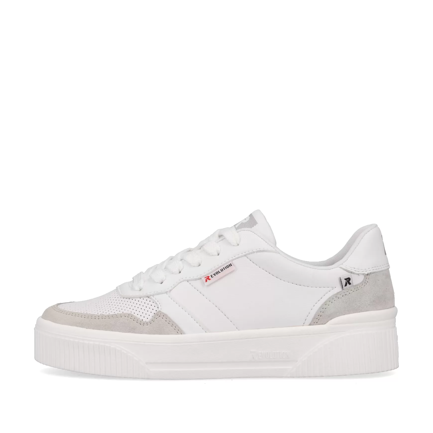 Women'S Sneaker Low Swan-White Stone-Grey-Rieker Shop