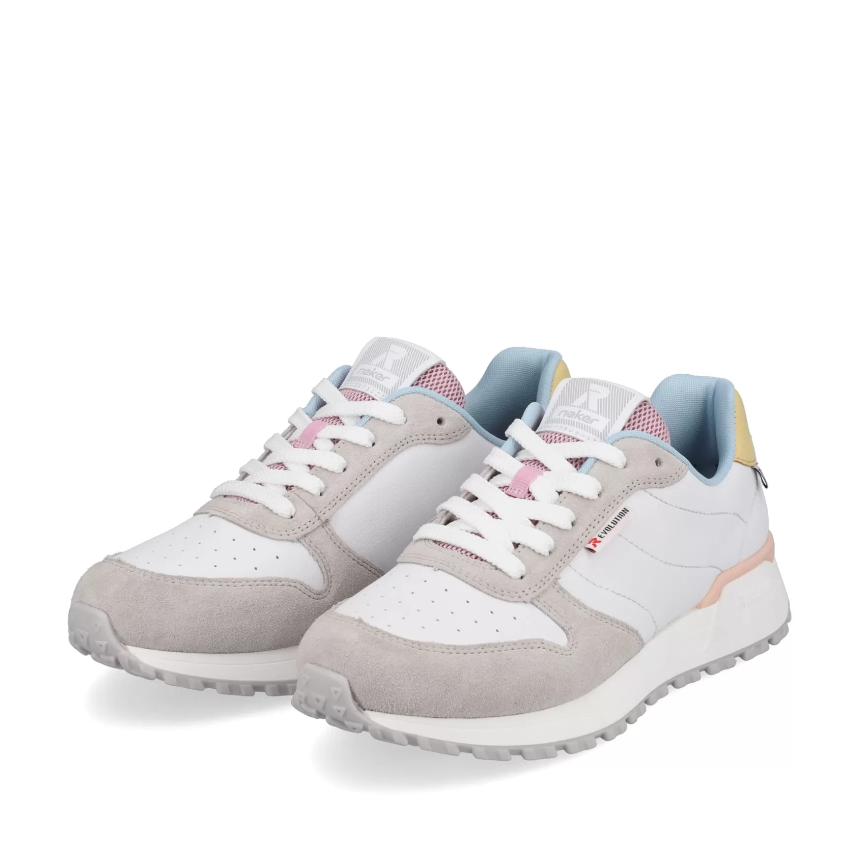 Women'S Sneaker Low Swan-White Stone-Grey-Rieker Flash Sale