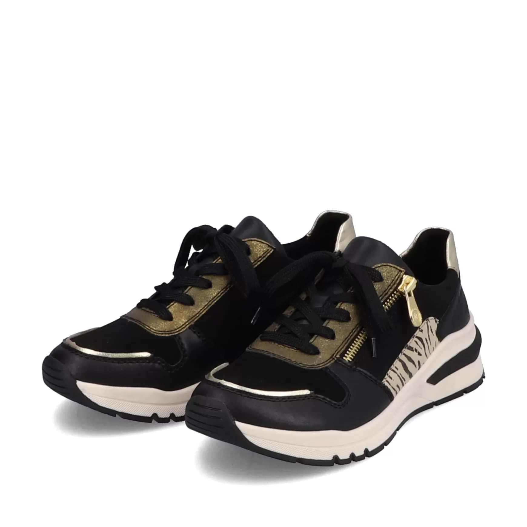 Women'S Sneaker Low Urban Black-Cream White-Rieker Outlet