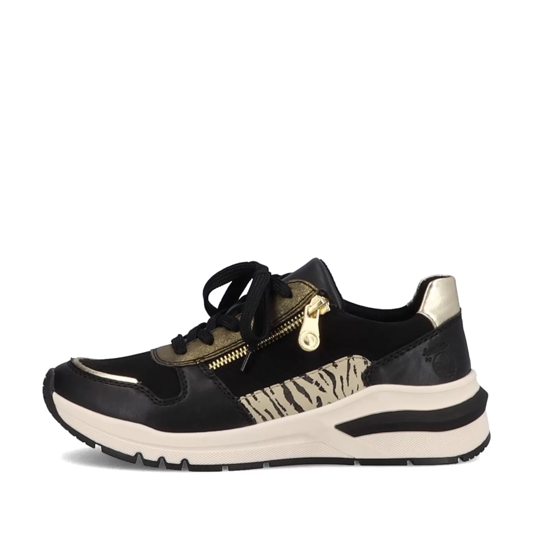 Women'S Sneaker Low Urban Black-Cream White-Rieker Outlet