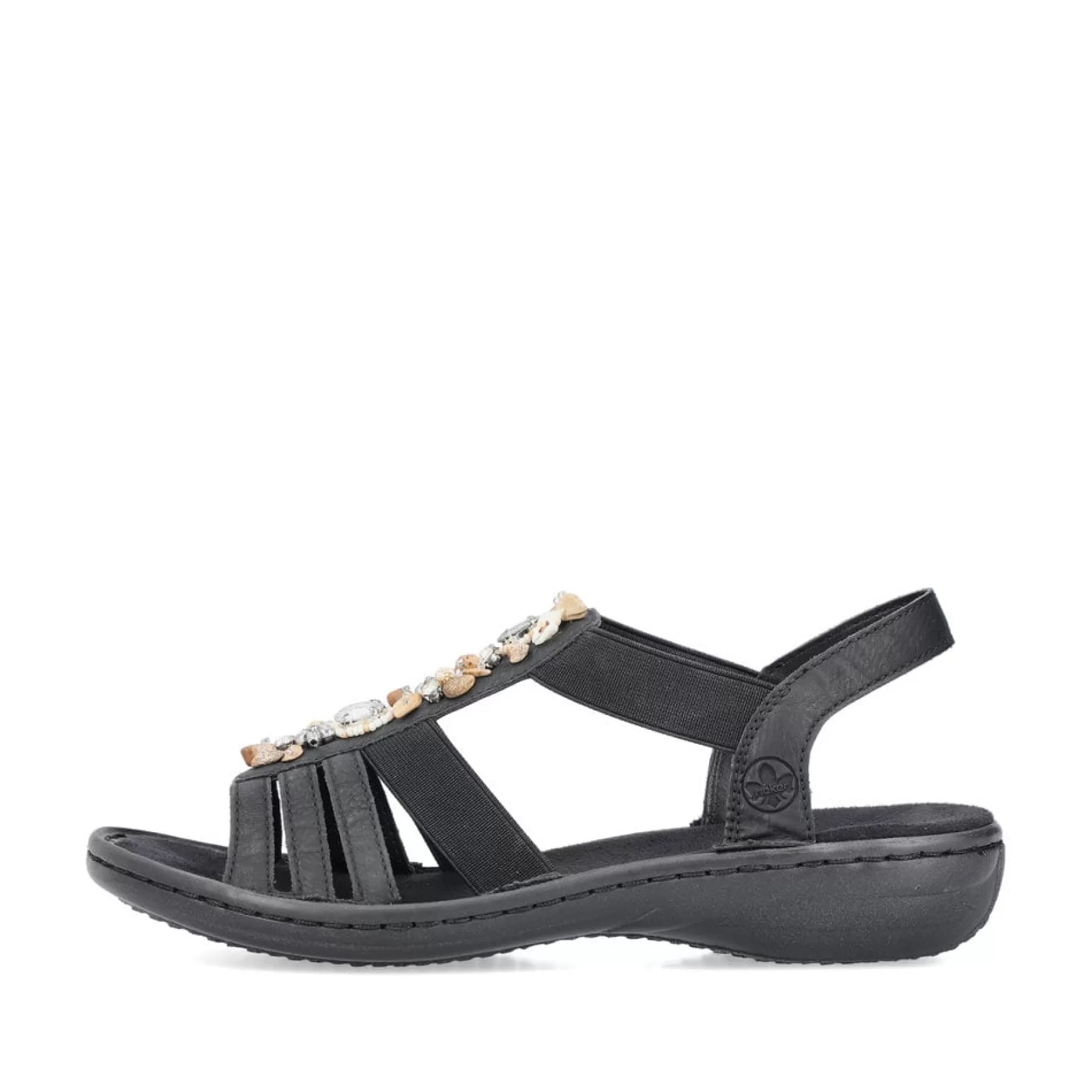 Women'S Strappy Sandals Asphalt Black-Rieker Best