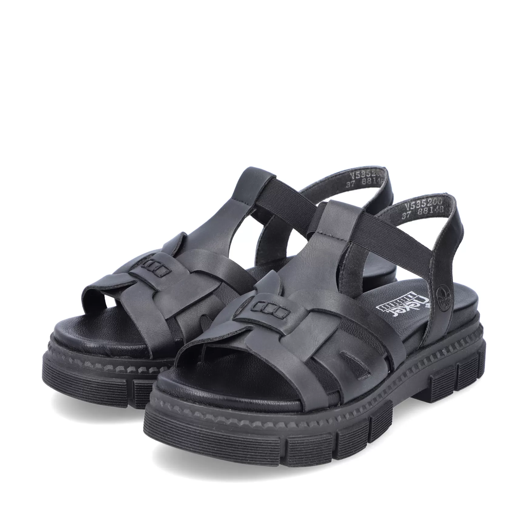 Women'S Strappy Sandals Asphalt Black-Rieker Clearance