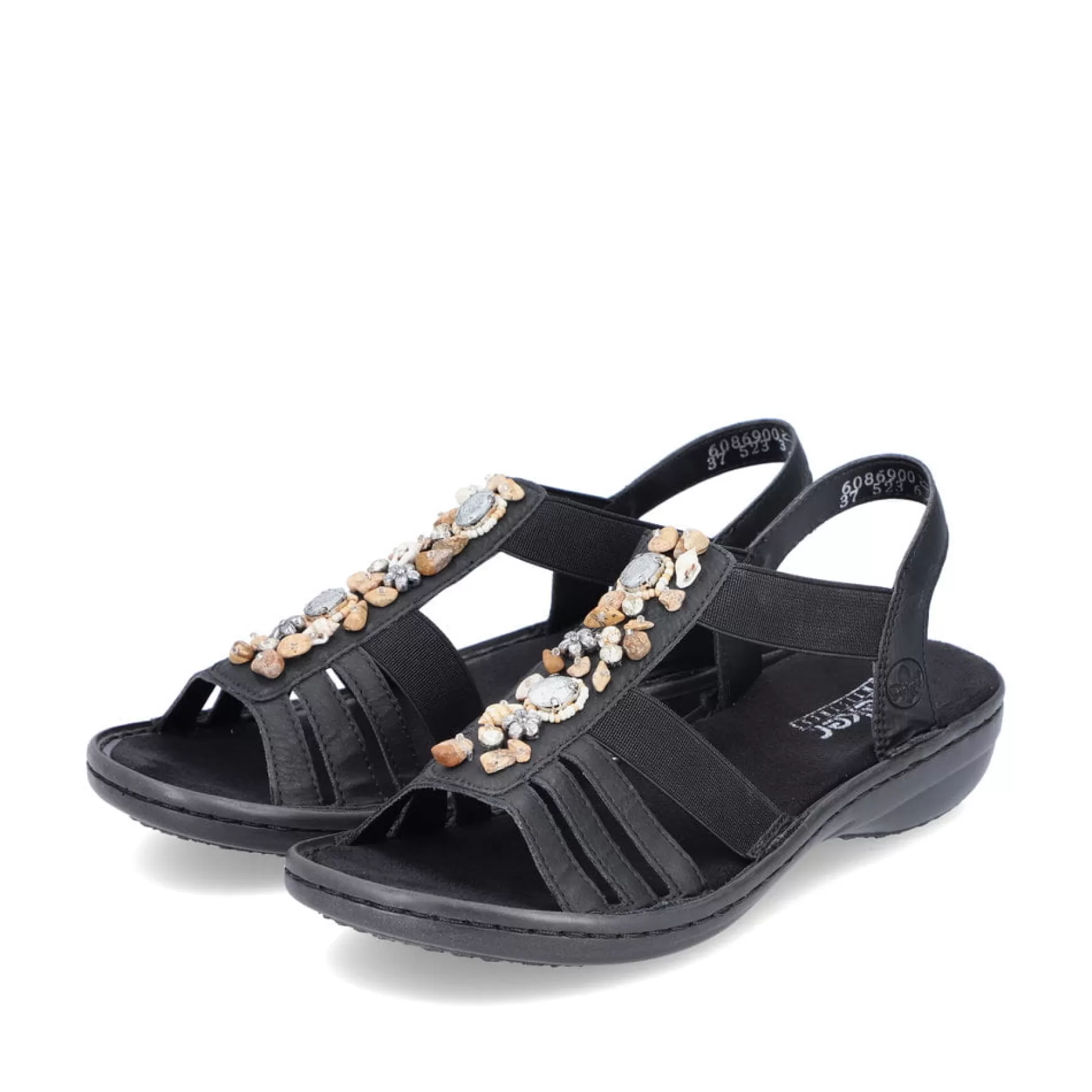 Women'S Strappy Sandals Asphalt Black-Rieker Best