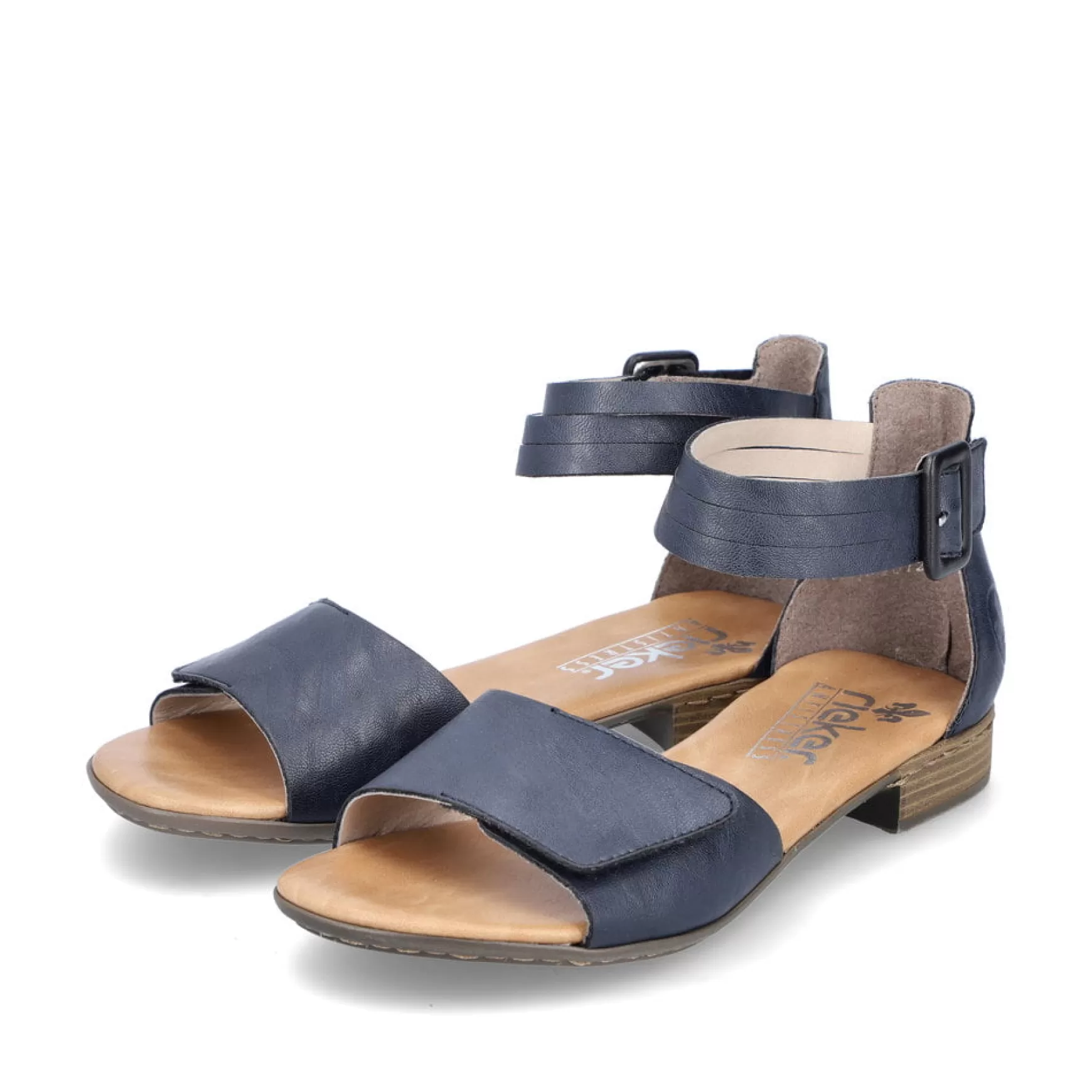 Women'S Strappy Sandals Azure Blue-Rieker Cheap