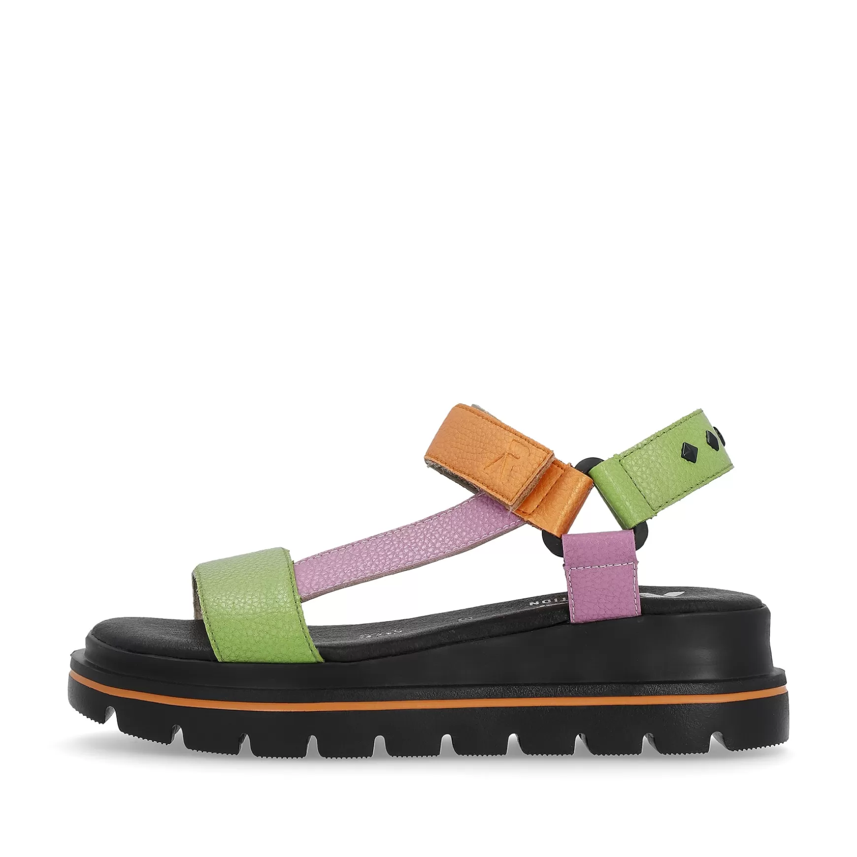 Women'S Strappy Sandals Black-Green-Pink-Orange-Rieker Cheap