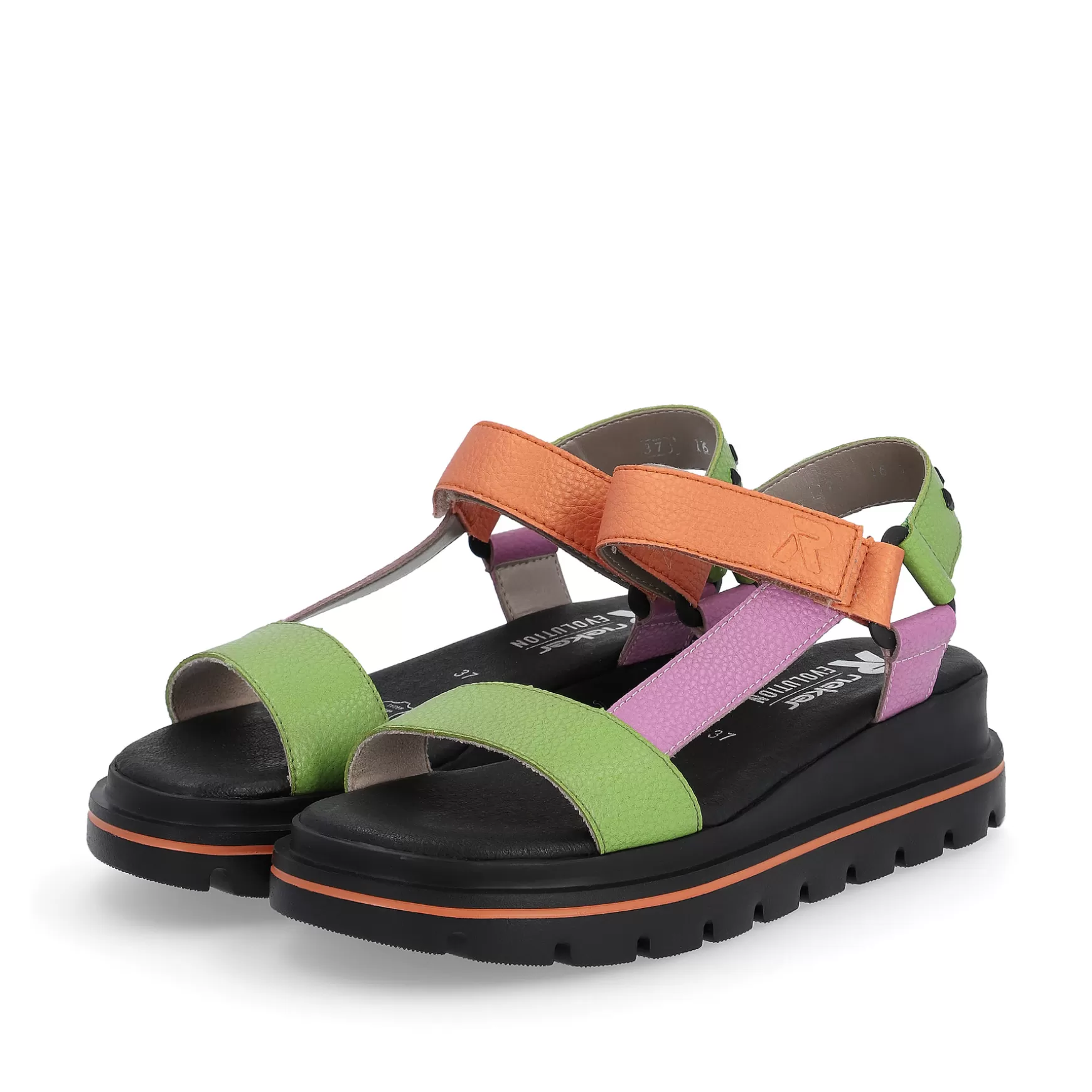 Women'S Strappy Sandals Black-Green-Pink-Orange-Rieker Cheap