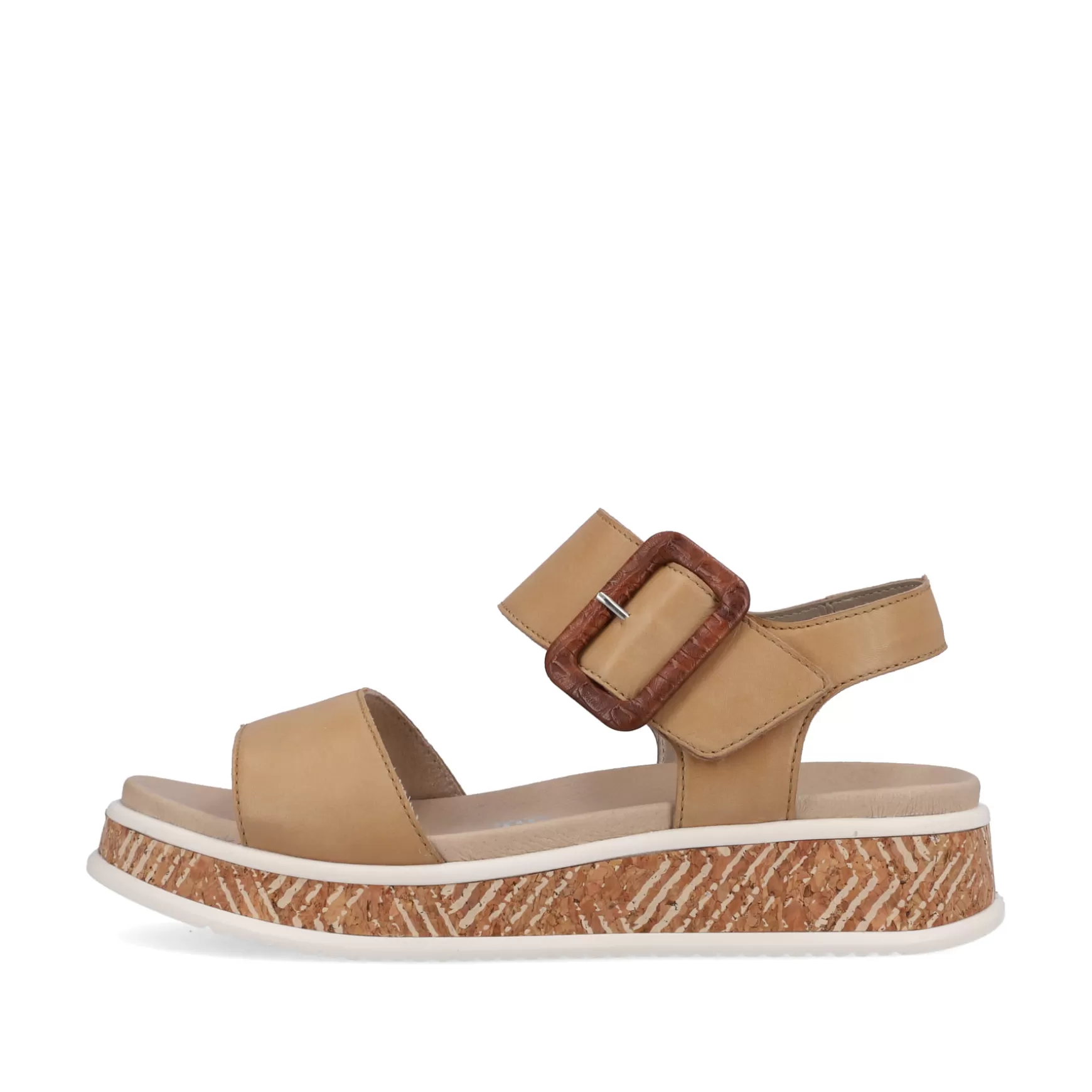 Women'S Strappy Sandals Clay Beige-Rieker Clearance