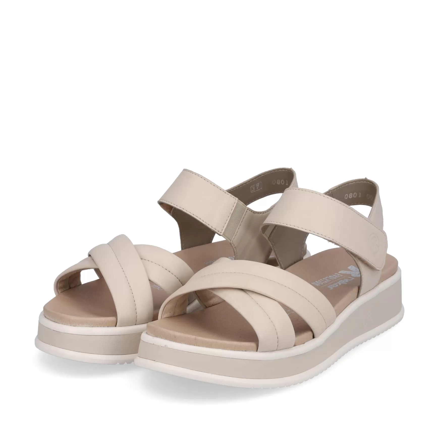 Women'S Strappy Sandals Cream Beige-Rieker New