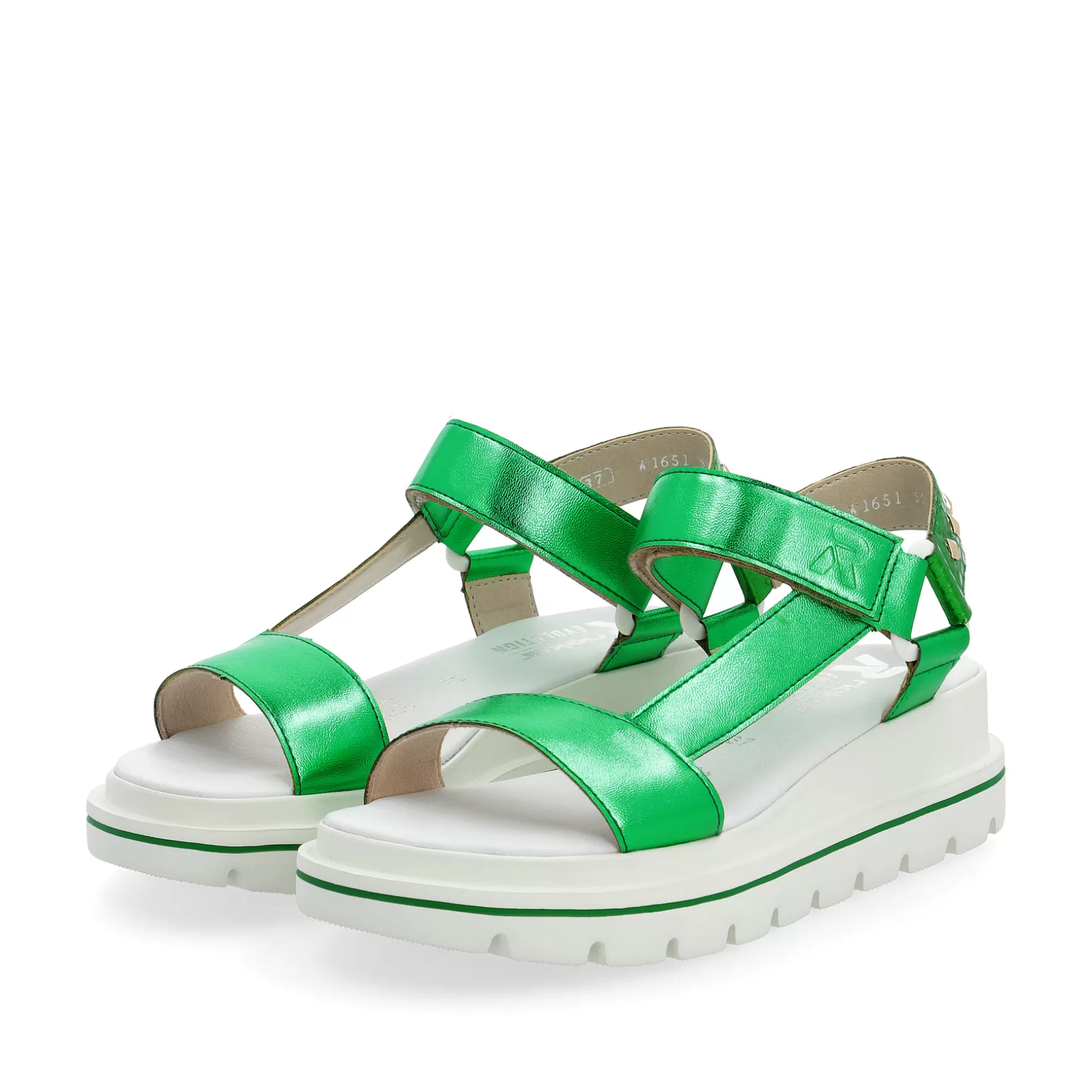 Women'S Strappy Sandals Emerald Green Metallic-Rieker Cheap