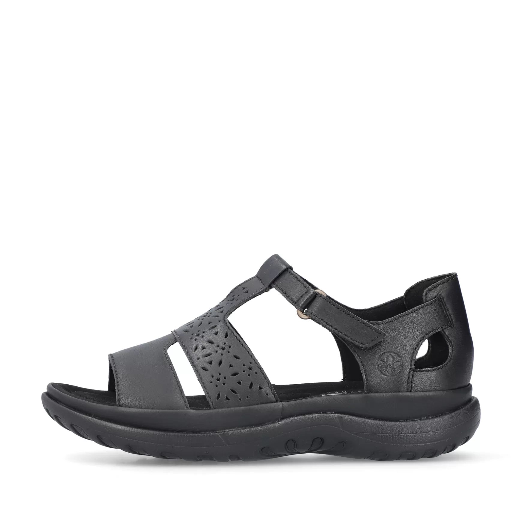 Women'S Strappy Sandals Glossy Black-Rieker Cheap