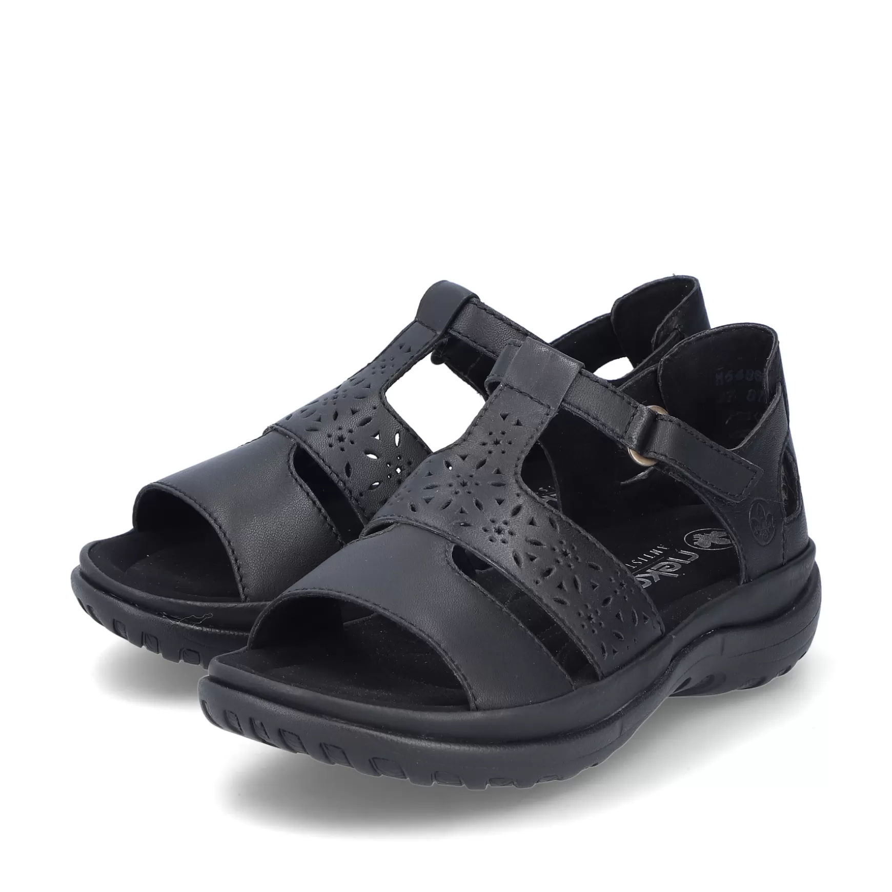 Women'S Strappy Sandals Glossy Black-Rieker Cheap