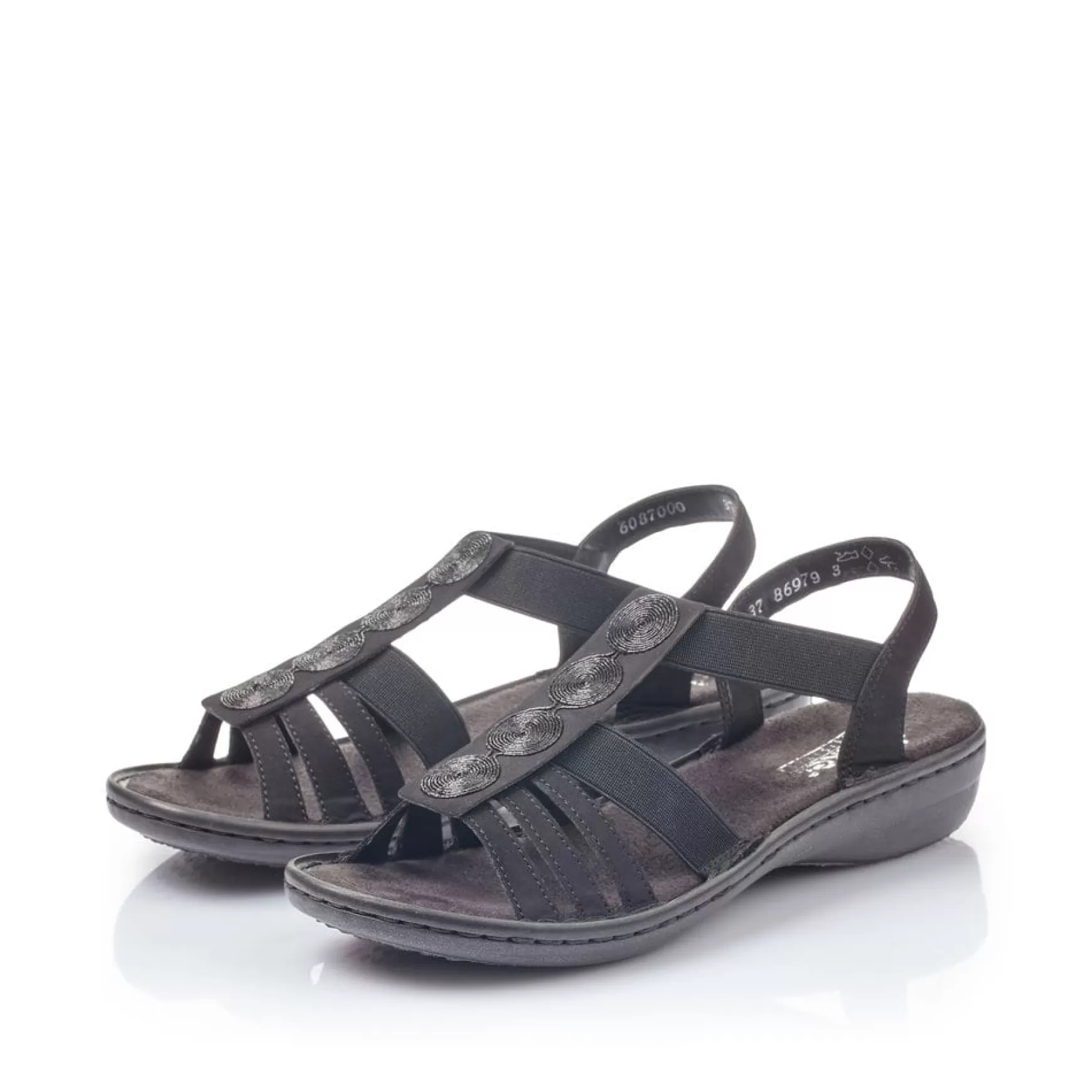 Women'S Strappy Sandals Jet Black-Rieker Cheap