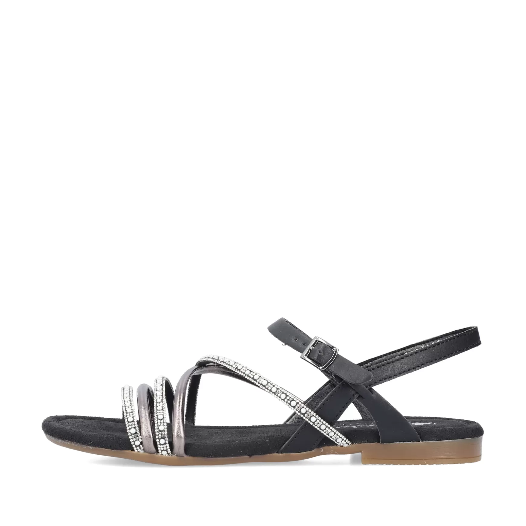 Women'S Strappy Sandals Jet Black-Rieker Cheap