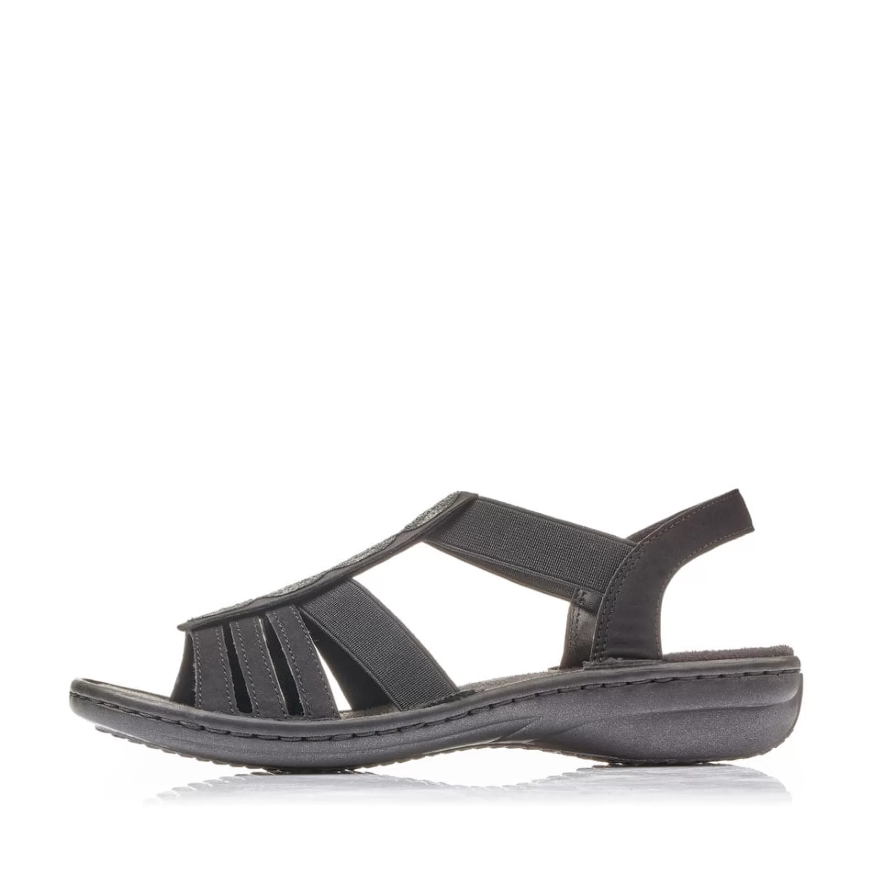 Women'S Strappy Sandals Jet Black-Rieker Cheap