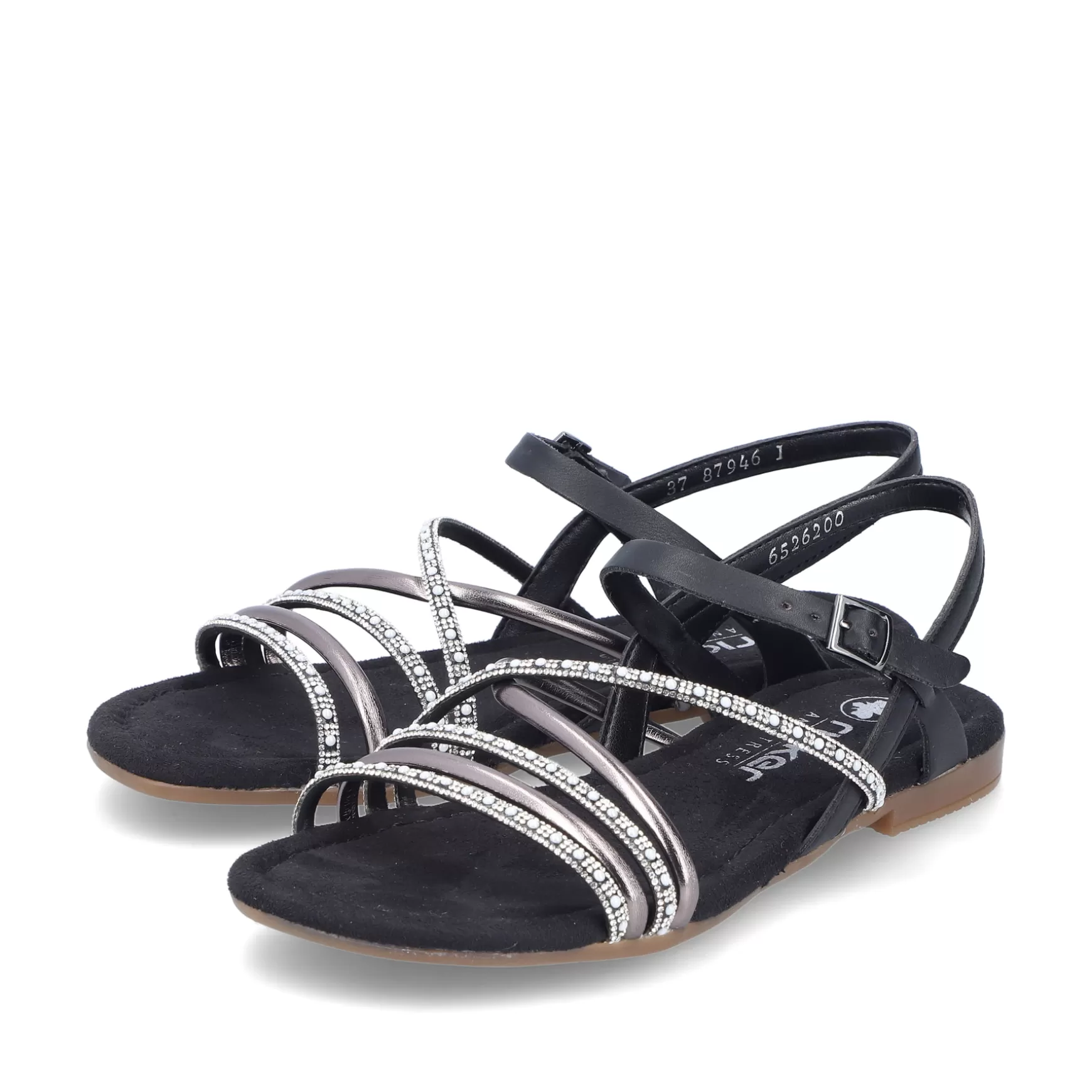 Women'S Strappy Sandals Jet Black-Rieker Cheap