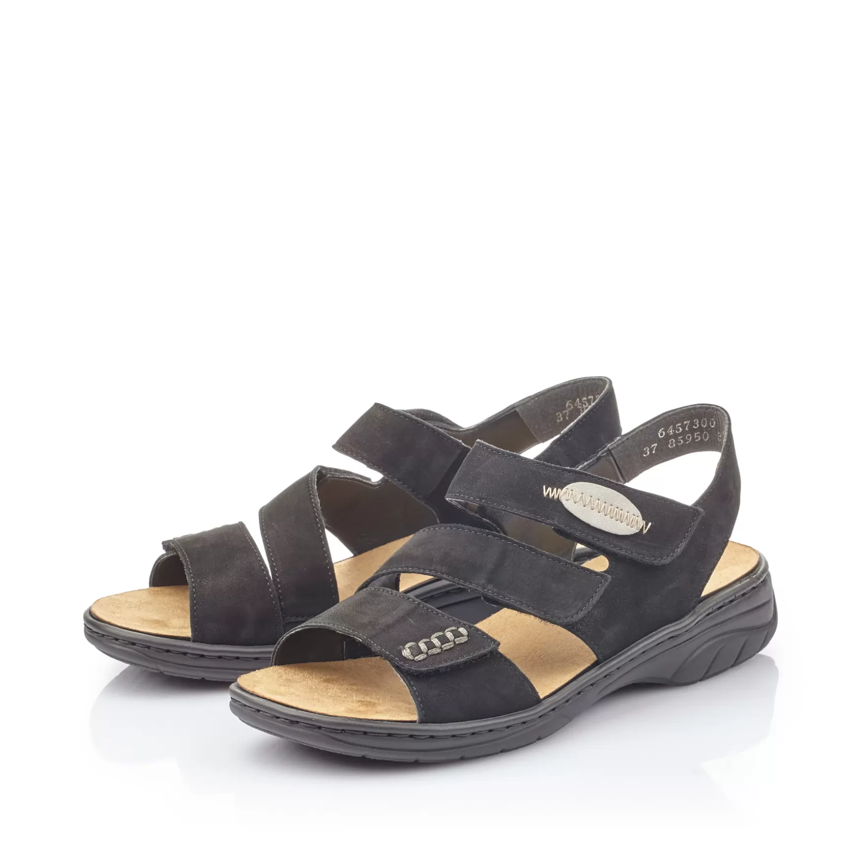 Women'S Strappy Sandals Jet Black-Rieker Discount