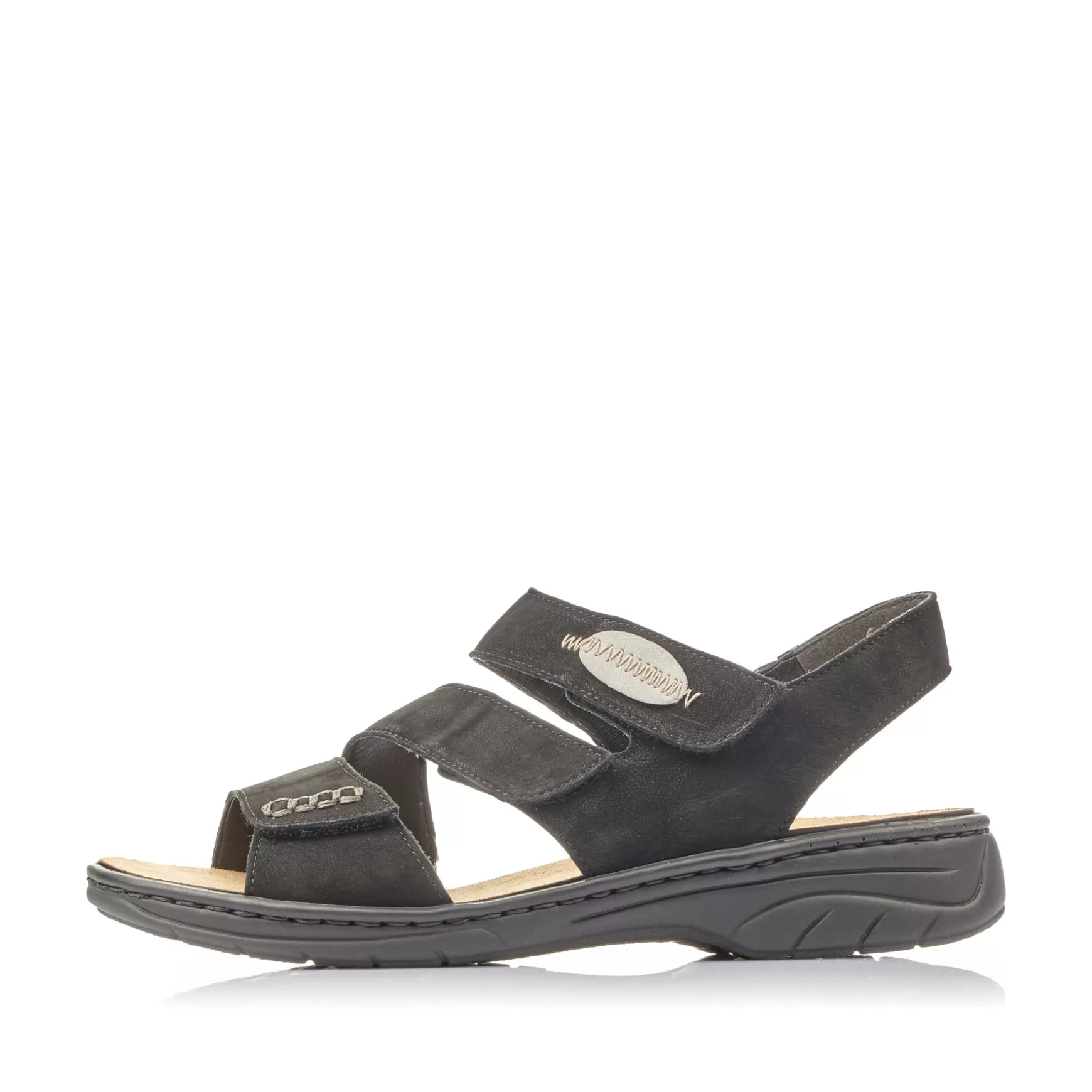 Women'S Strappy Sandals Jet Black-Rieker Discount