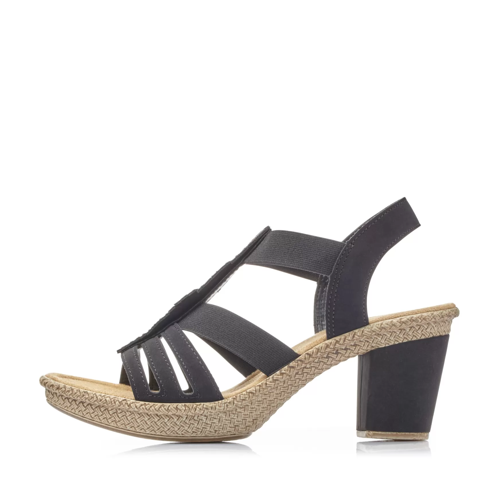 Women'S Strappy Sandals Jet Black-Rieker Discount