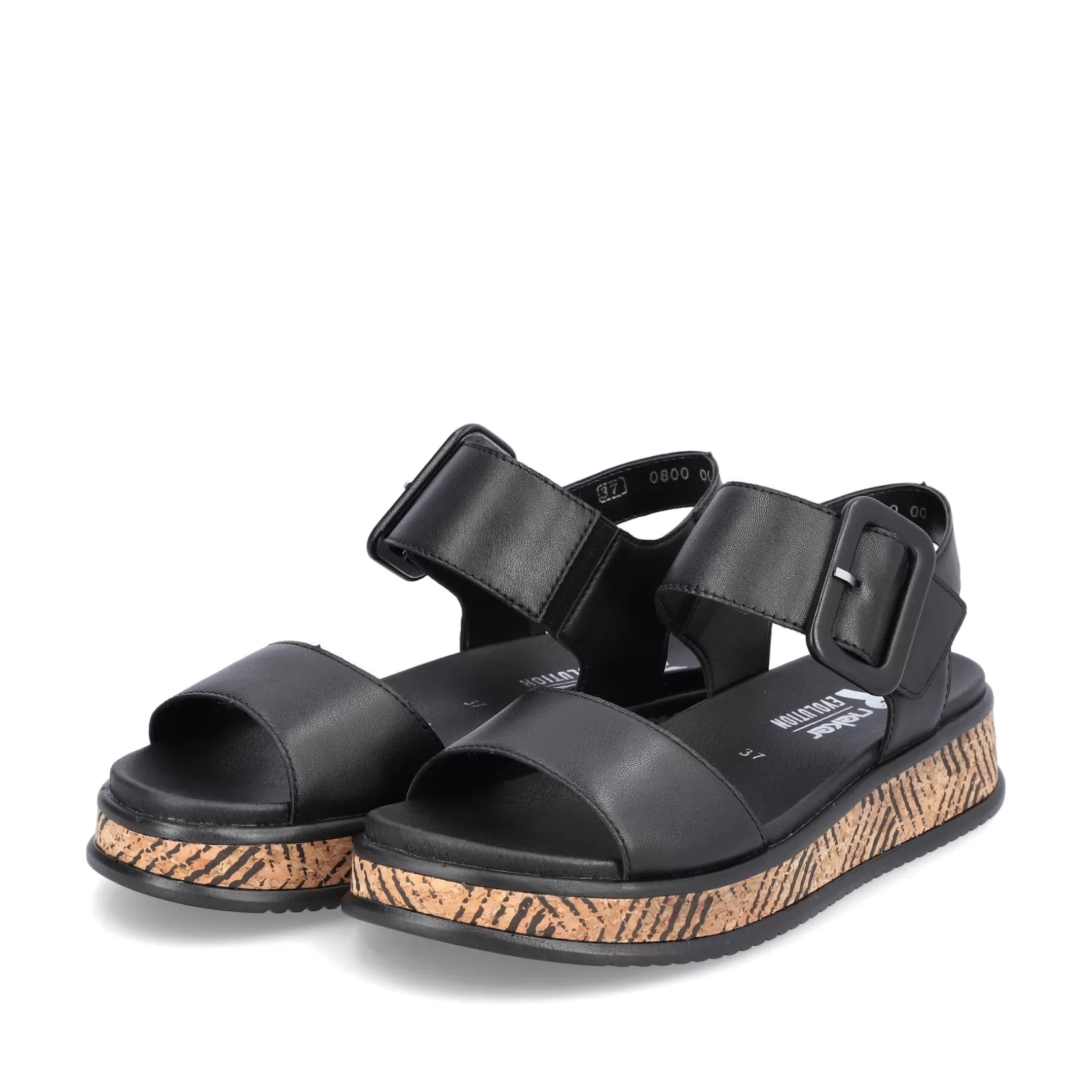 Women'S Strappy Sandals Midnight Black-Rieker Clearance