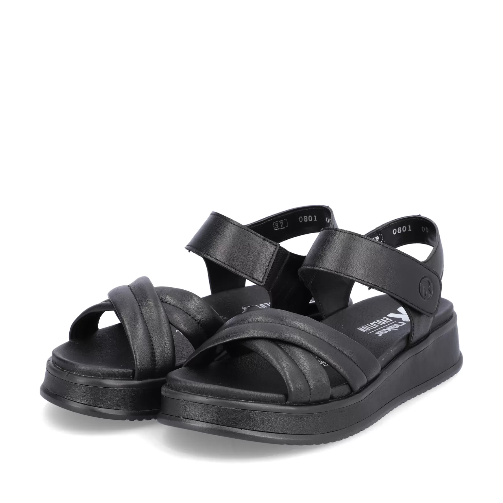 Women'S Strappy Sandals Midnight Black-Rieker Sale