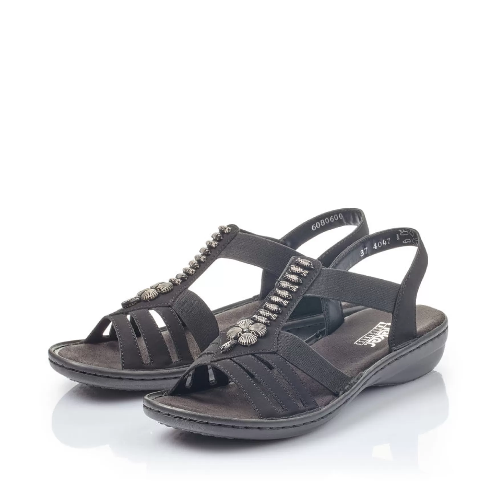 Women'S Strappy Sandals Night Black-Rieker New