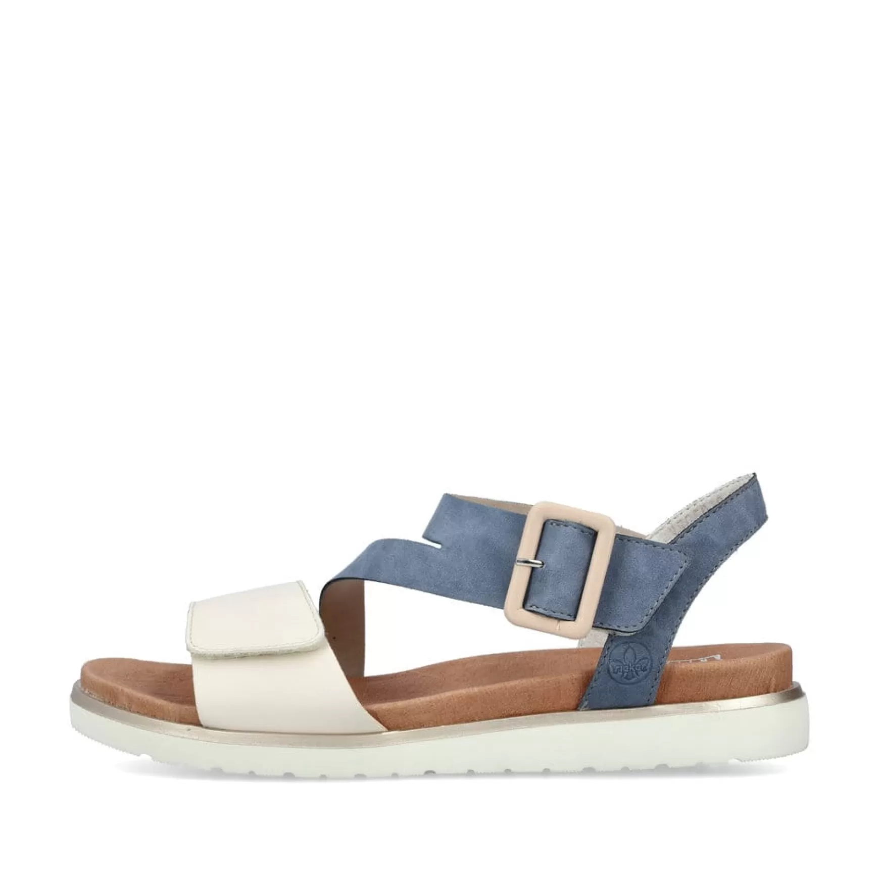 Women'S Strappy Sandals Pacific Blue-Old White-Rieker Fashion