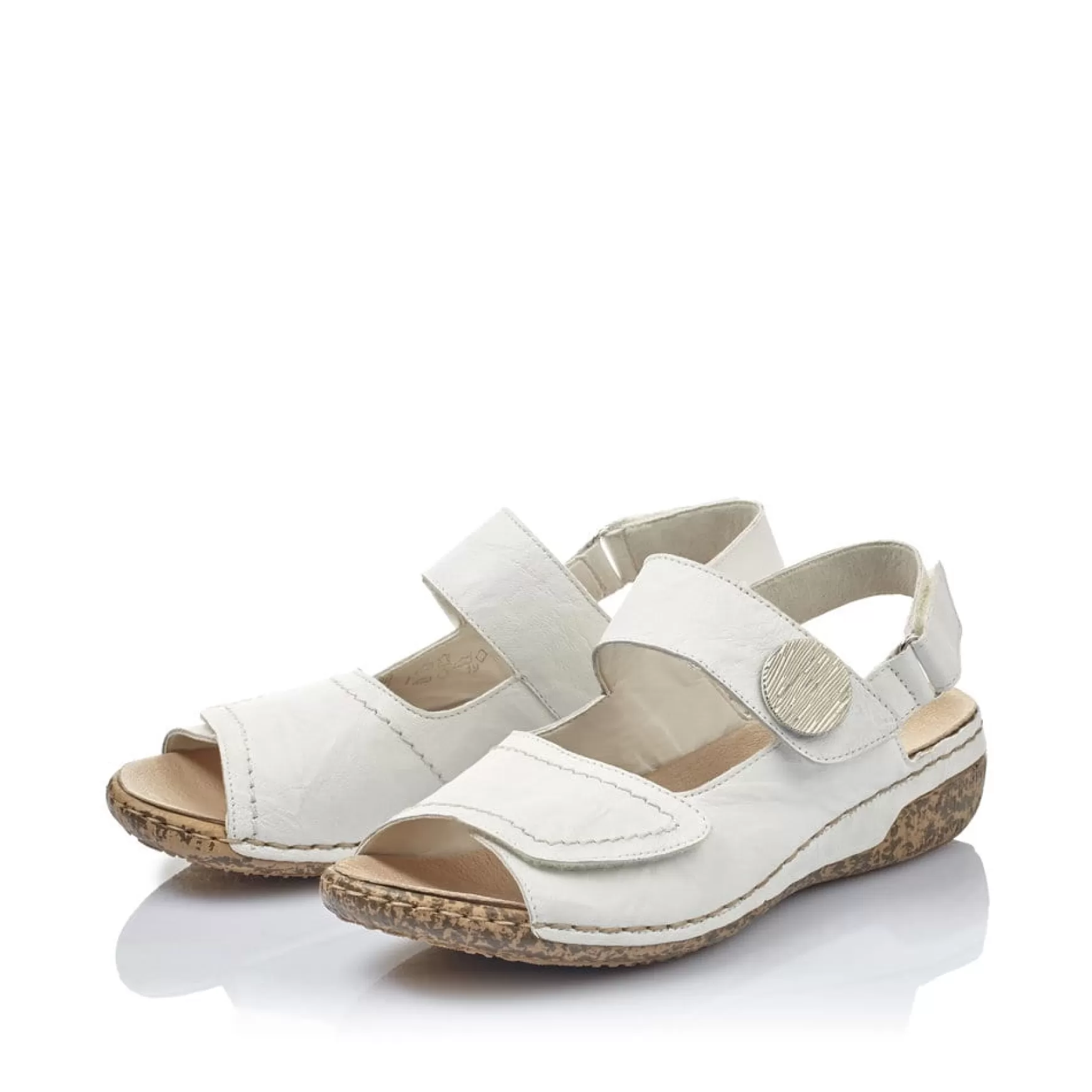 Women'S Strappy Sandals Pure White-Rieker New