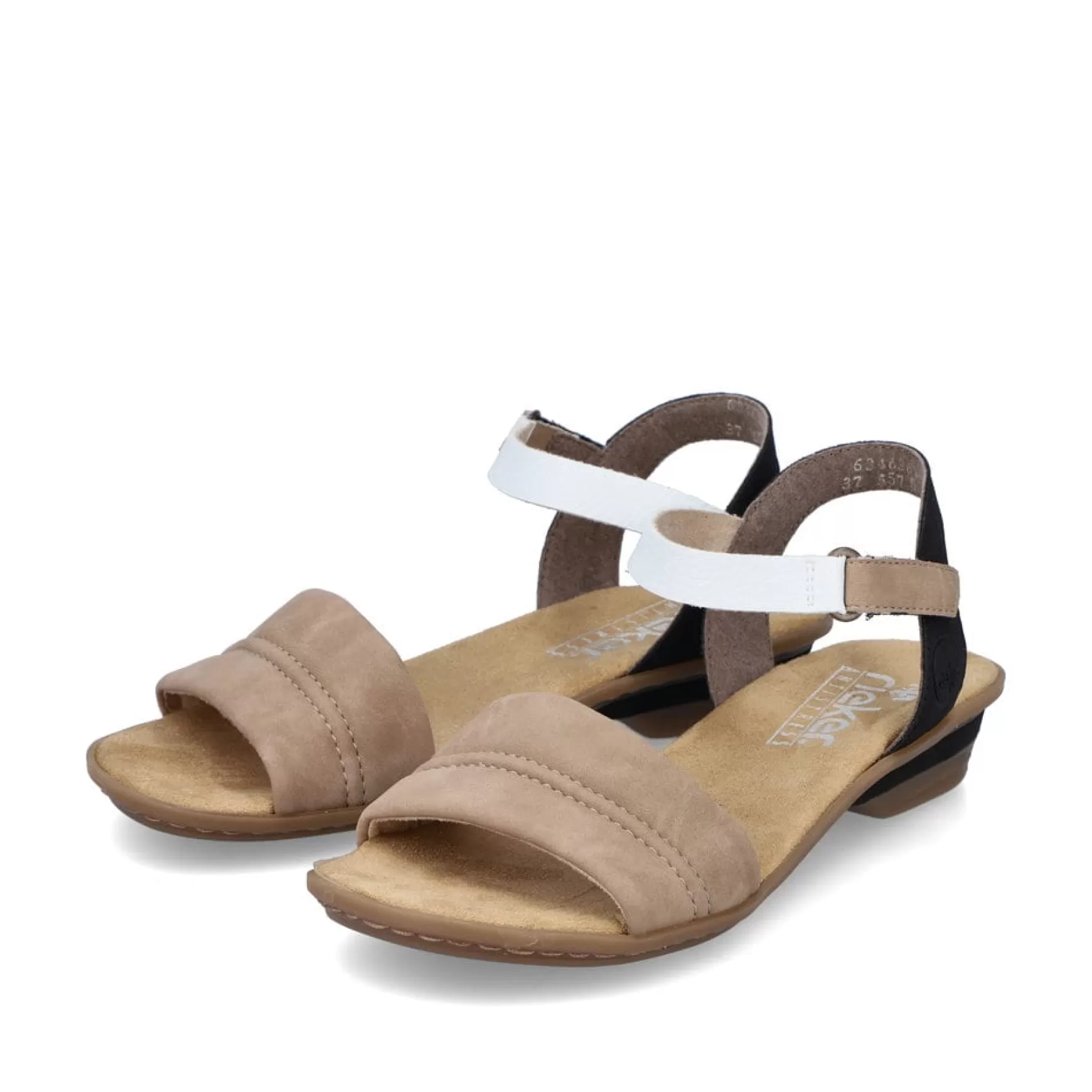 Women'S Strappy Sandals Sand Beige-Black-Rieker Shop