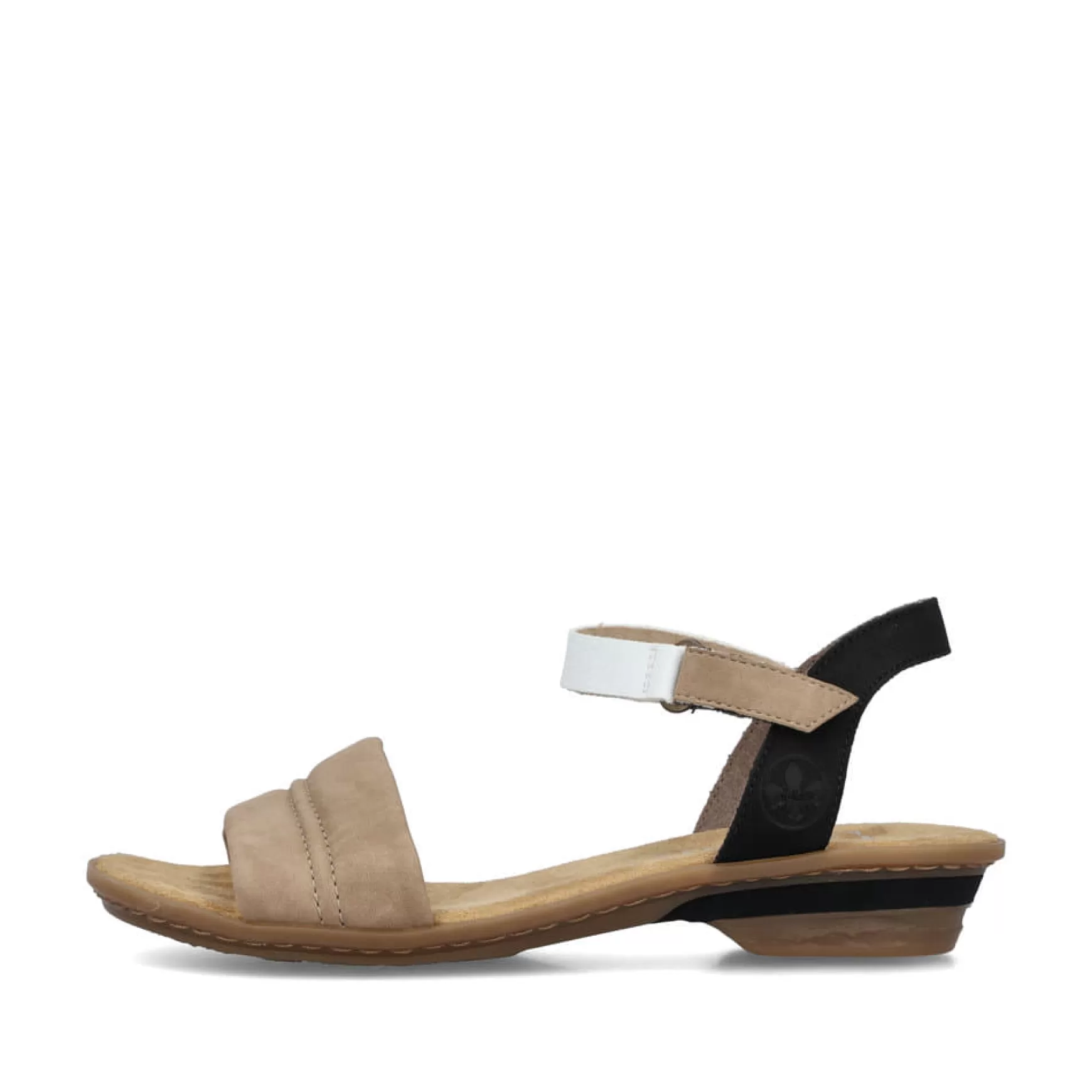 Women'S Strappy Sandals Sand Beige-Black-Rieker Shop