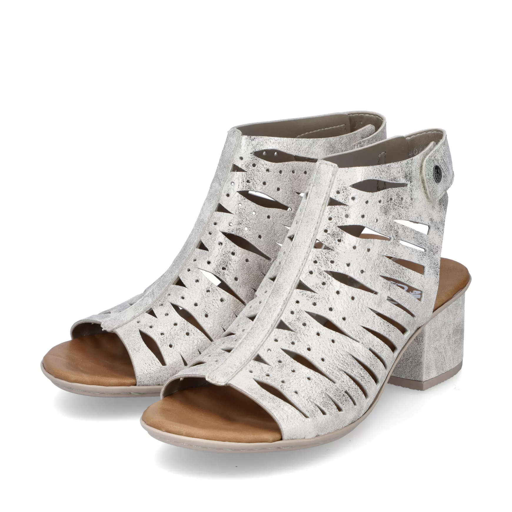 Women'S Strappy Sandals Silver Metallic-Rieker Discount