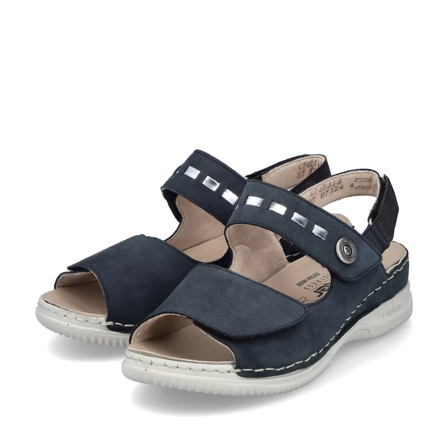 Women'S Strappy Sandals Steel Blue-Rieker Cheap