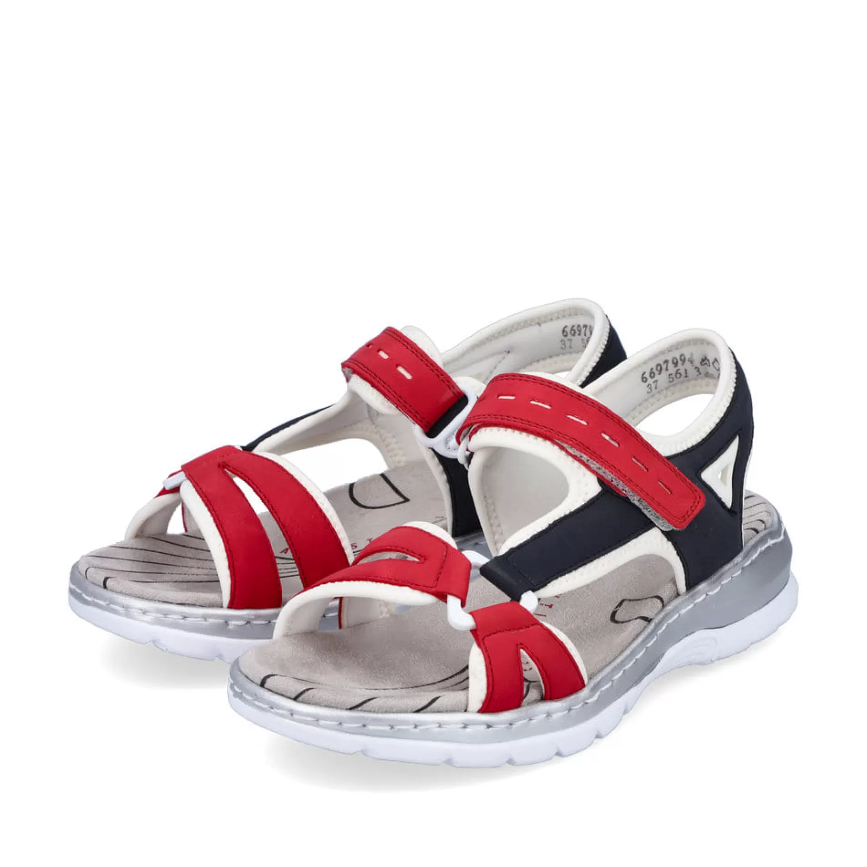 Women'S Trekking Sandals Fire Red-Navy Blue-Rieker Clearance