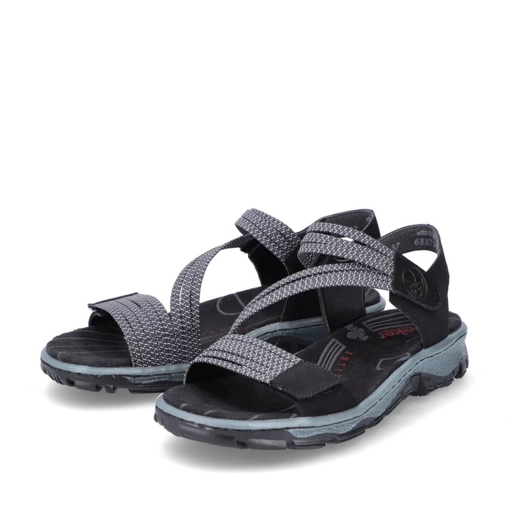 Women'S Trekking Sandals Graphite Black-Rieker Best Sale