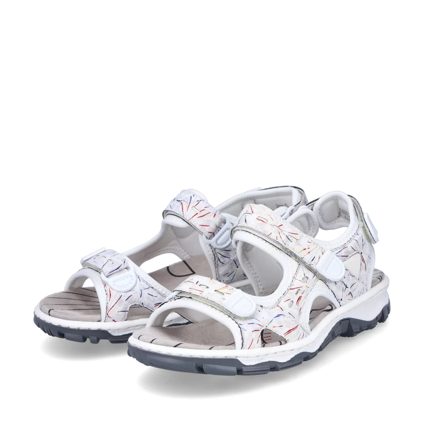 Women'S Trekking Sandals Pearl White-Multi-Rieker Clearance