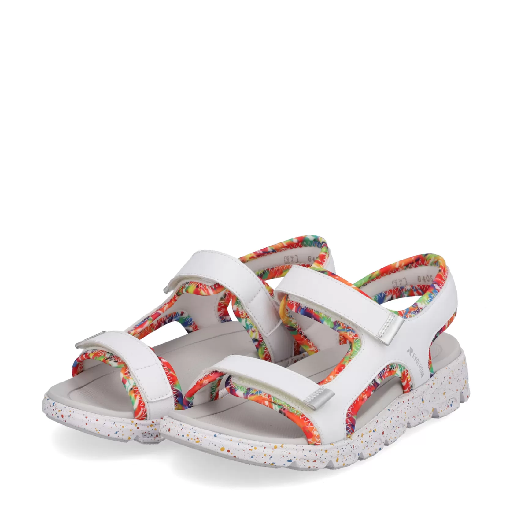 Women'S Trekking Sandals Swan-White Rainbow-Rieker Fashion