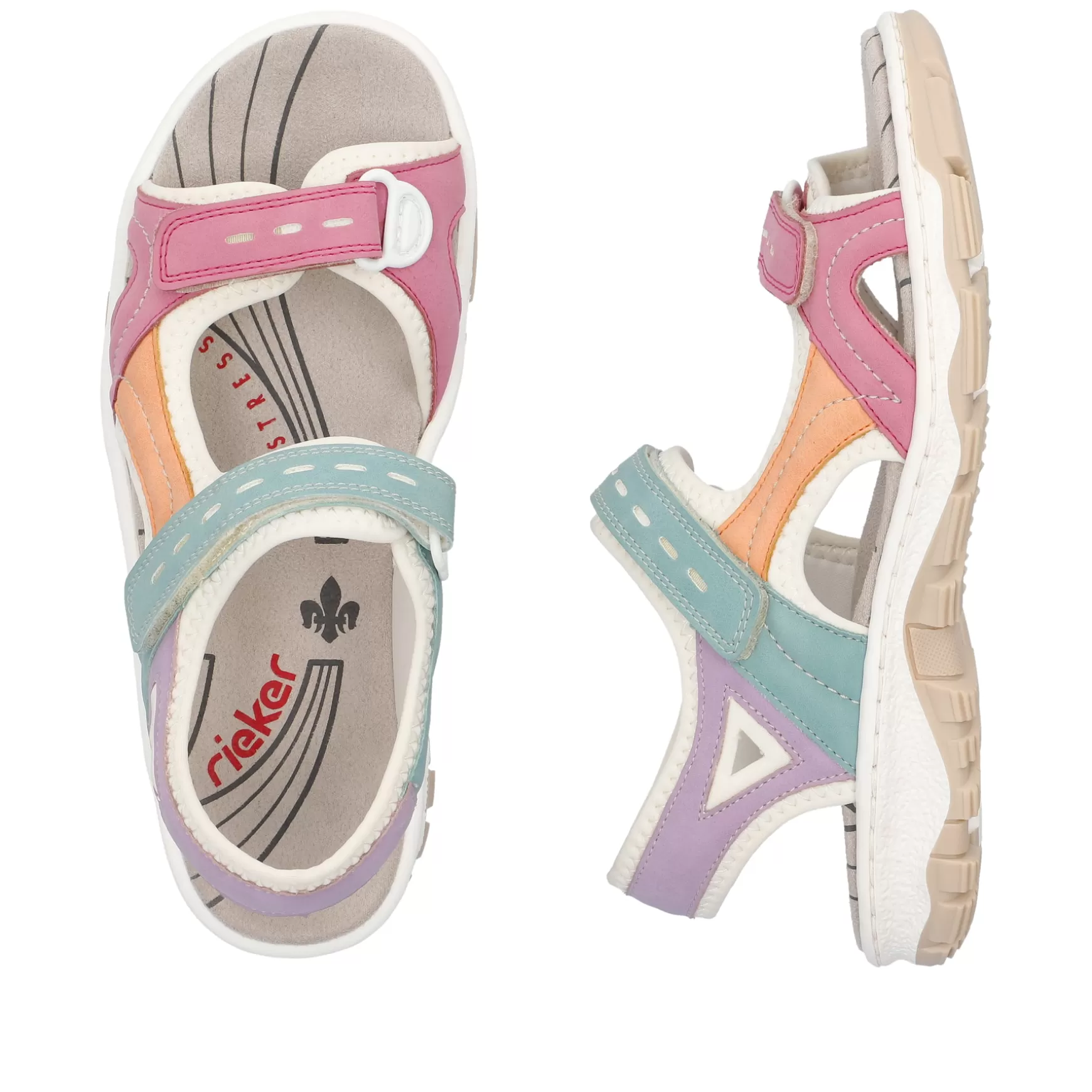 Women'S Trekking Sandals White-Multicolored-Rieker Outlet