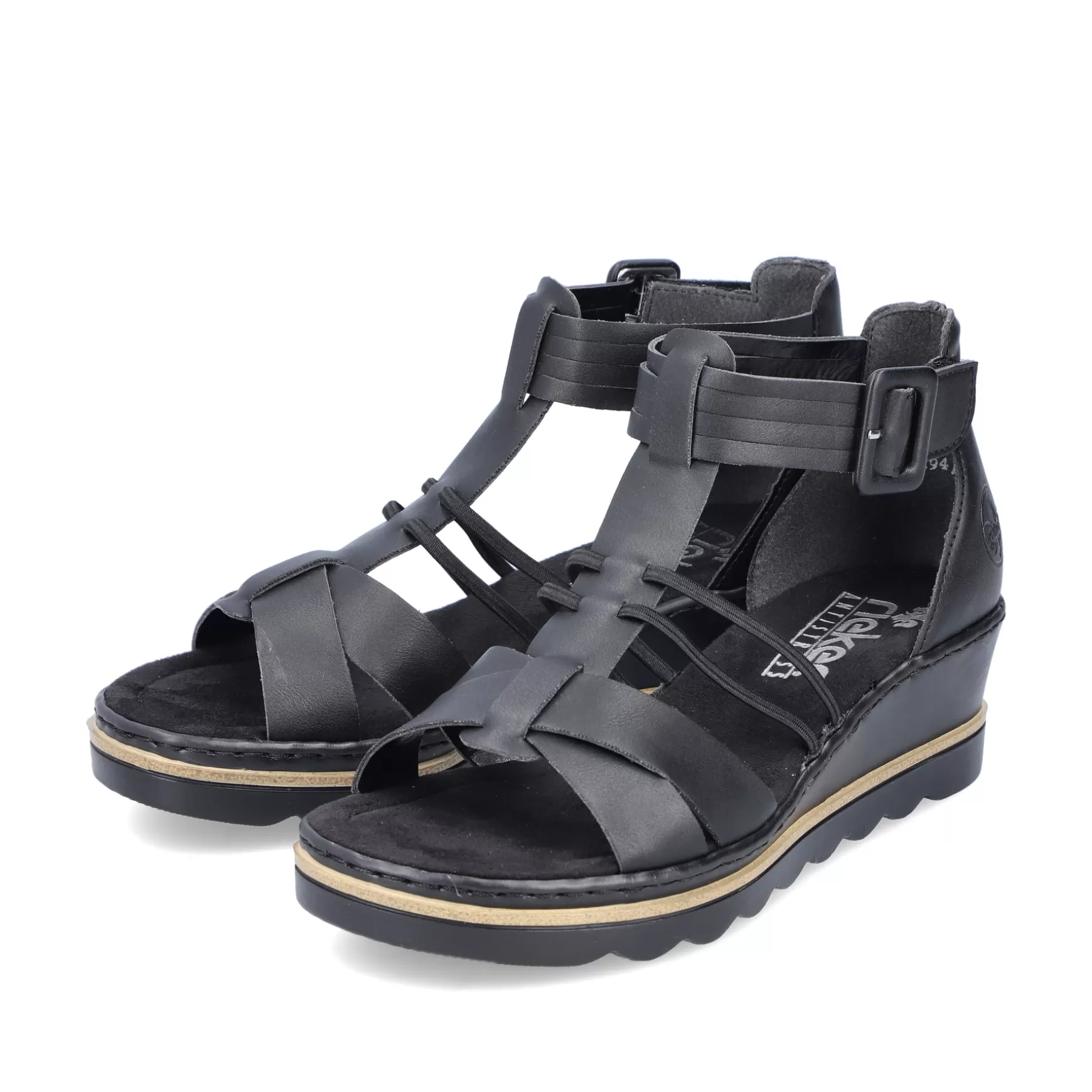 Women'S Wedge Sandals Asphalt Black-Rieker Store