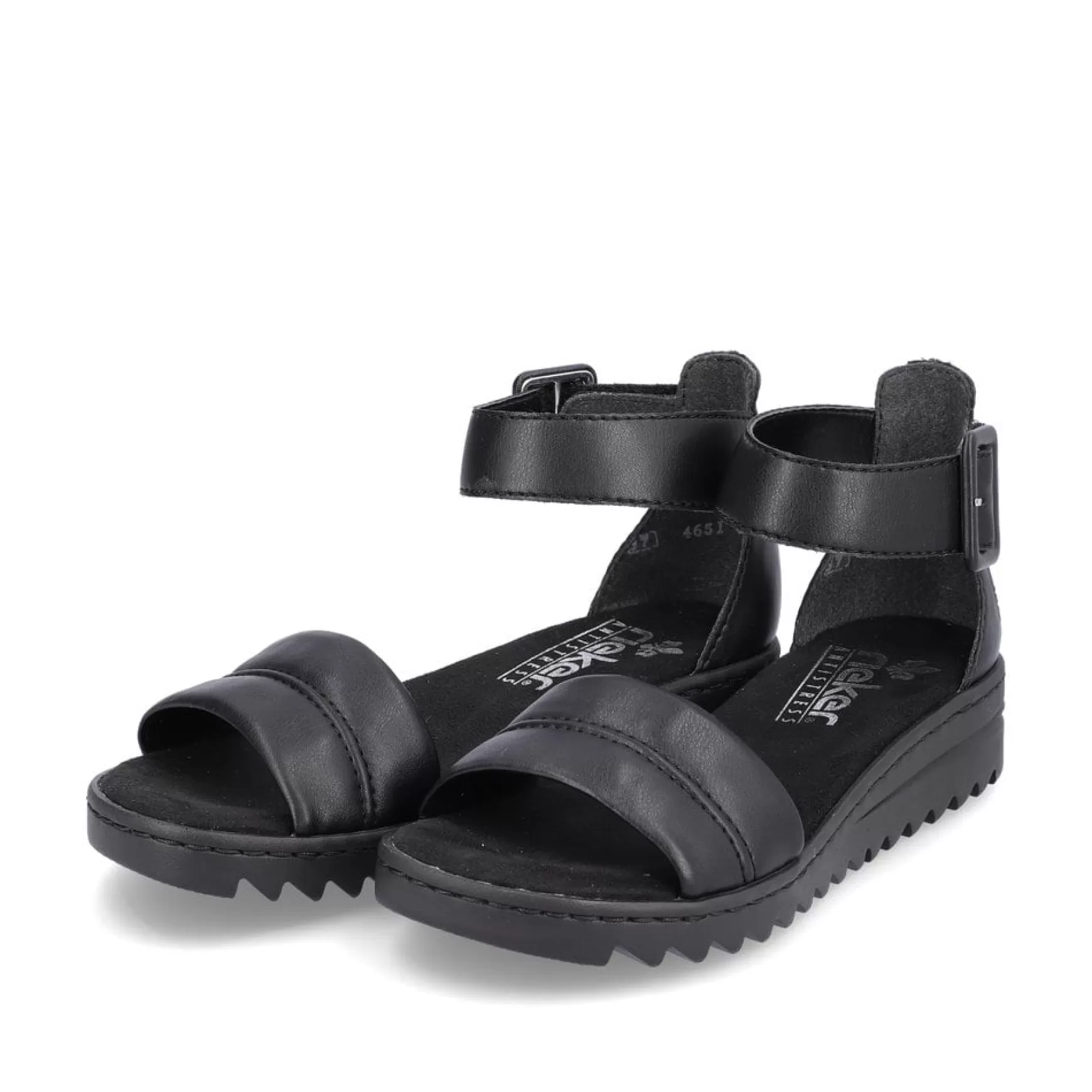 Women'S Wedge Sandals Asphalt Black-Rieker Cheap